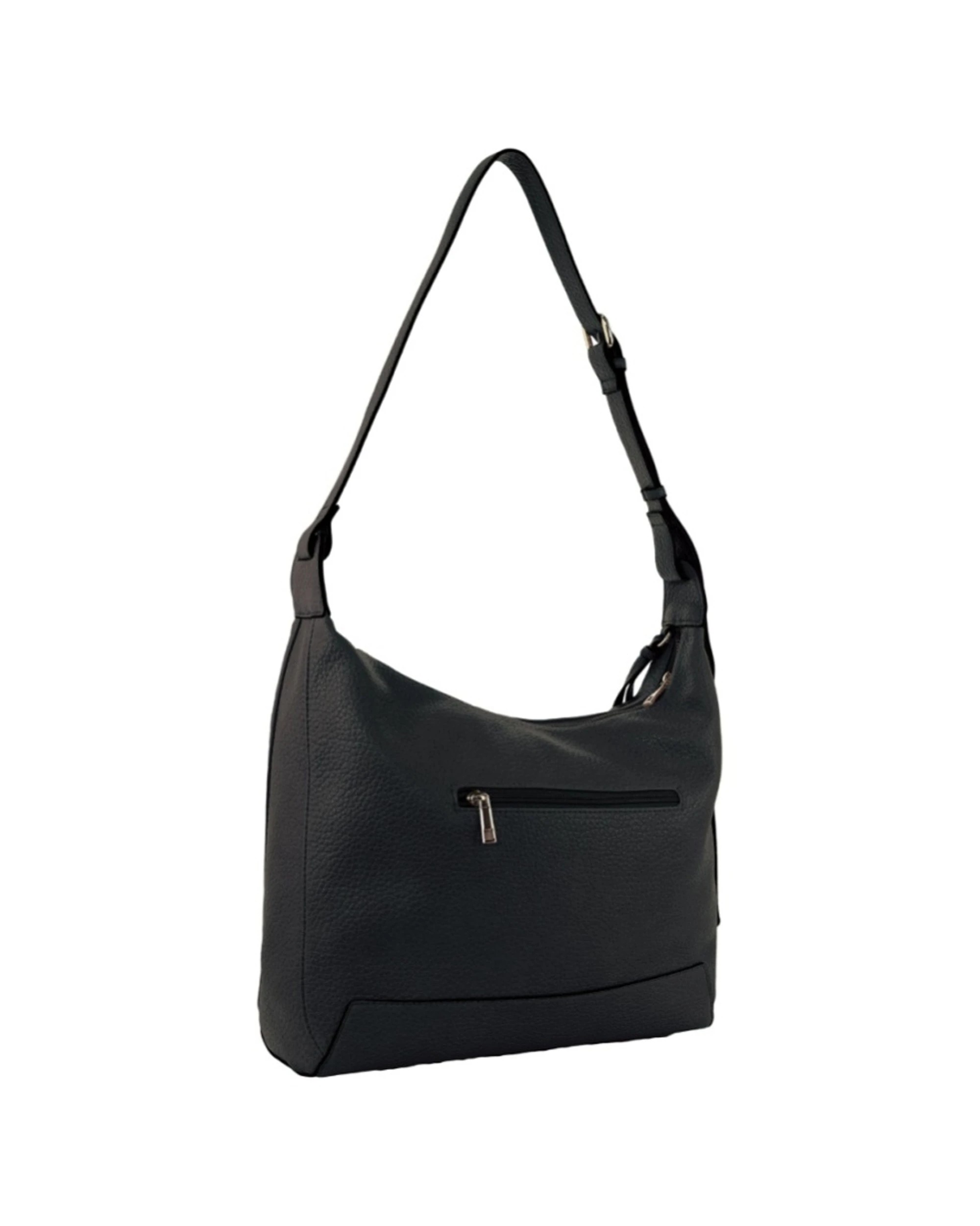 4 Milleni Vegan Leather Shoulder Bag W/ Adjustable Strap Laptop Compatibility Hardware Finish - Black, 4 of 4