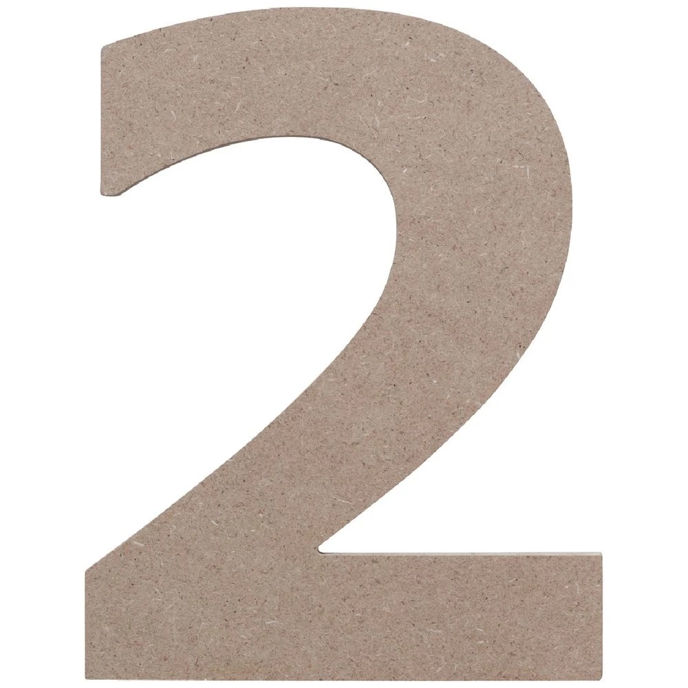 1 Born Wooden Number 2 20cm, 1 of 3