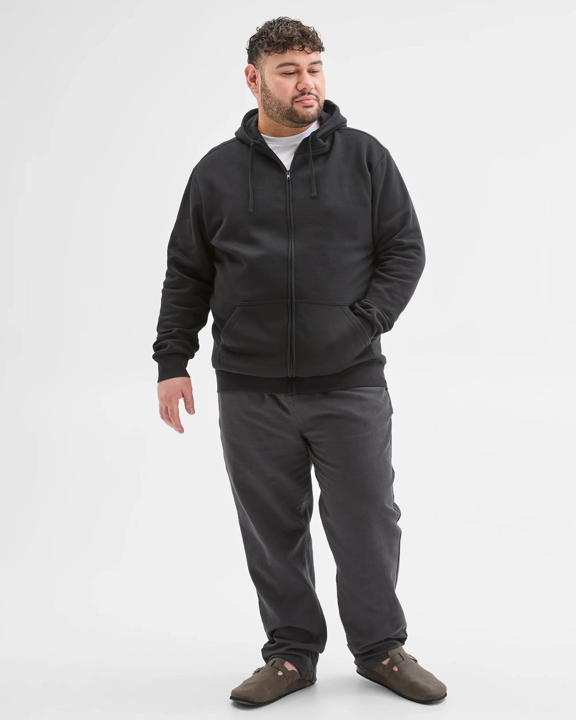 1 Target Man Plus Plus Size Core Australian Cotton Blend Zip Thru Hoodie BLACK, 1 of 6