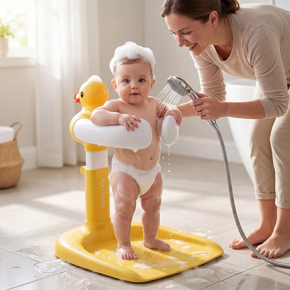 3 PlayPals Baby Shower Stand Adjustable Infant Bathtub Standing Support - Yellow, 3 of 3