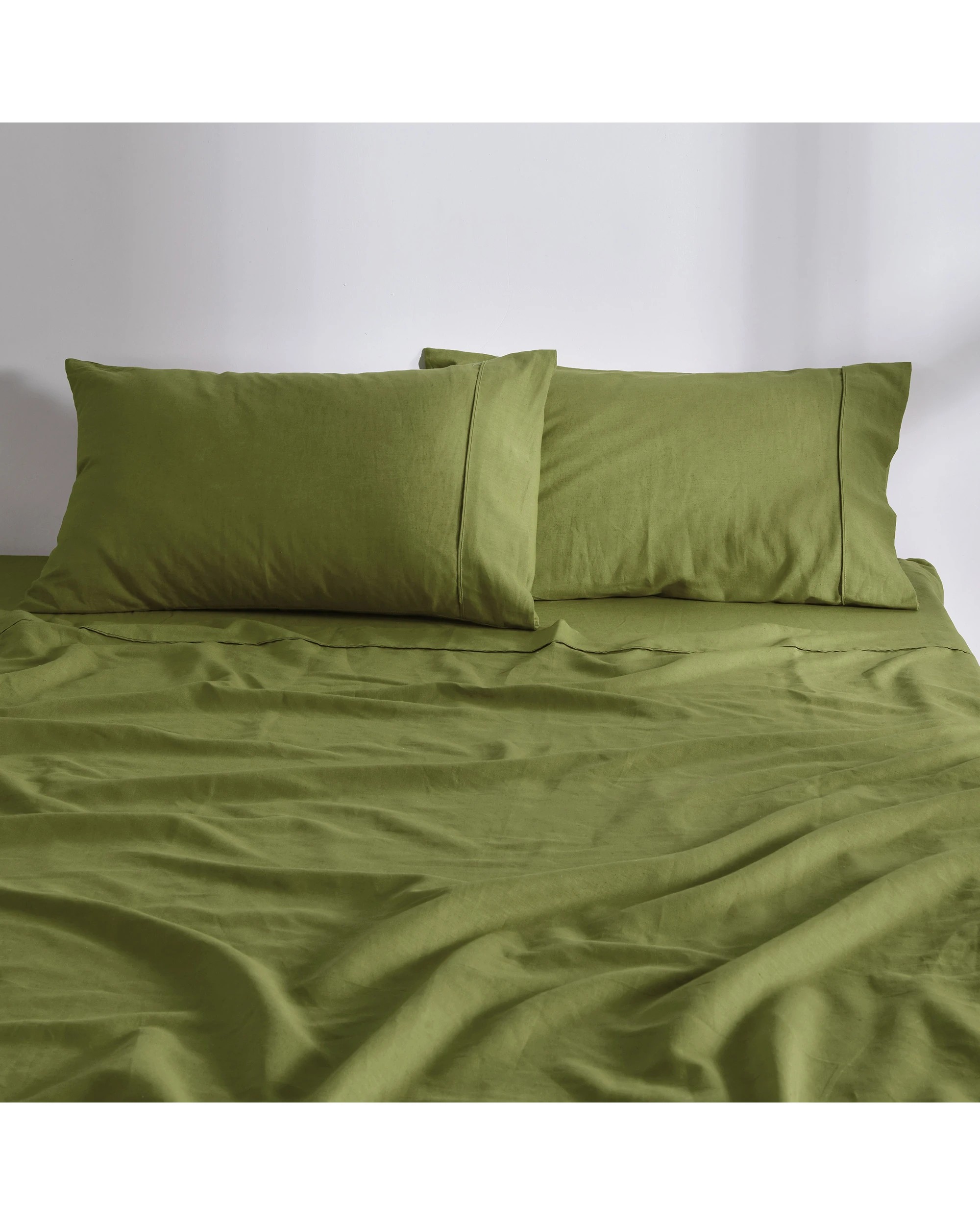 2 Dreamaker Linen Cotton Sheet Set - Double Bed - Olive, 2 of 9