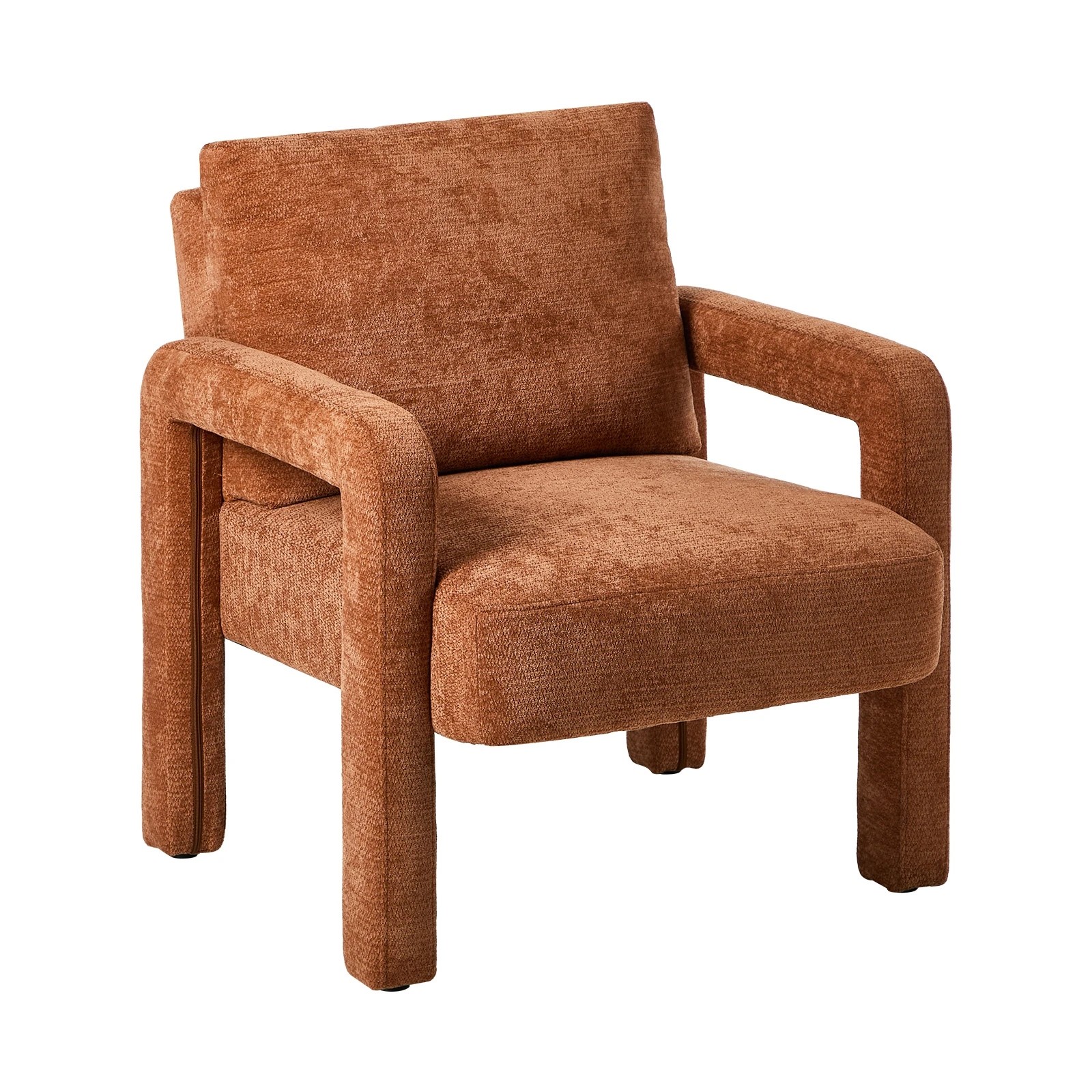 1 Oikiture Armchair Velvet Accent Chairs 1 Seater Lounge Sofa Chair - Orange, 1 of 10