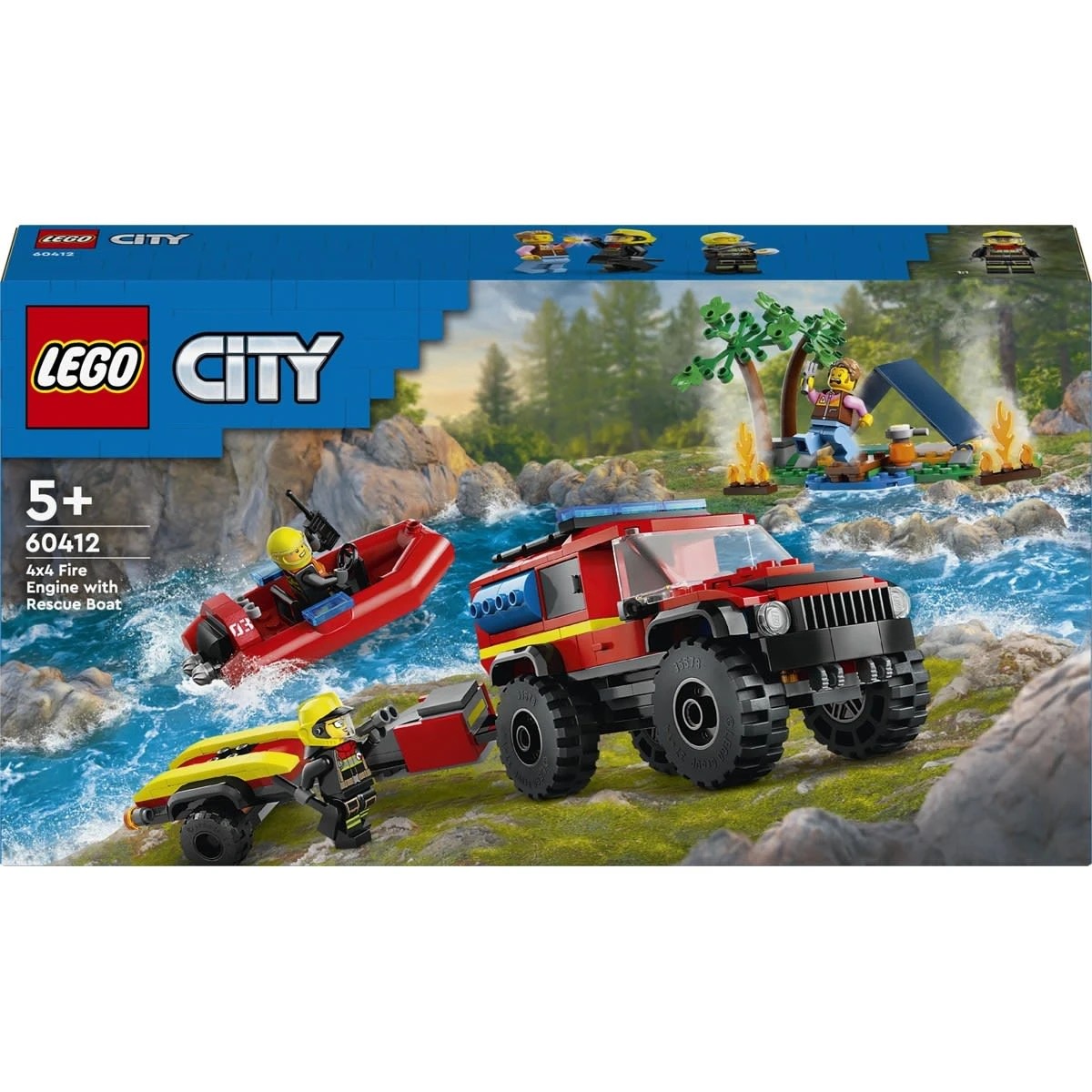1 LEGO City Fire 4x4 Fire Truck with Rescue Boat 60412, 1 of 10