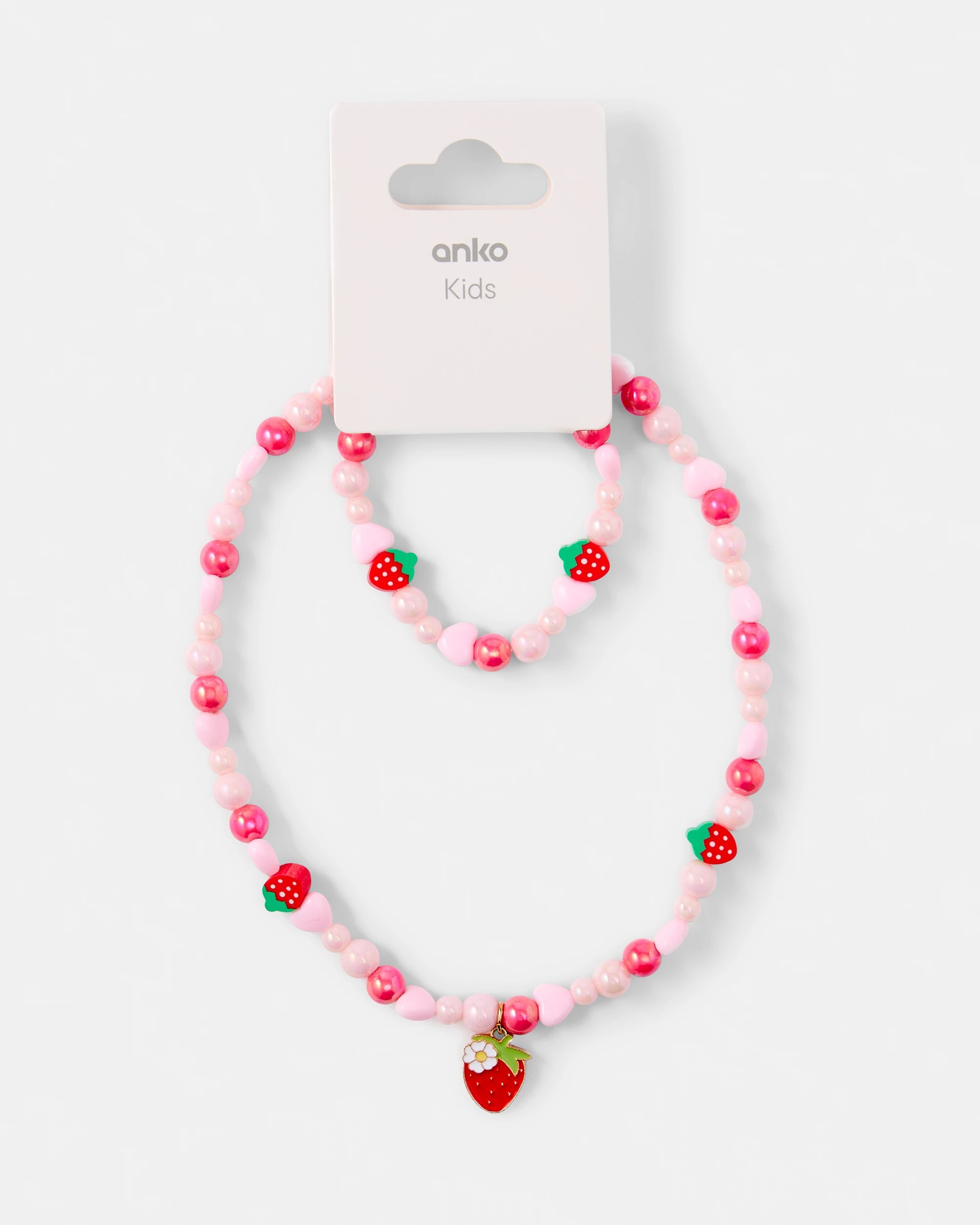 4 2 Pack Strawberry Necklace and Bracelet Set - Red and Pink, 4 of 4