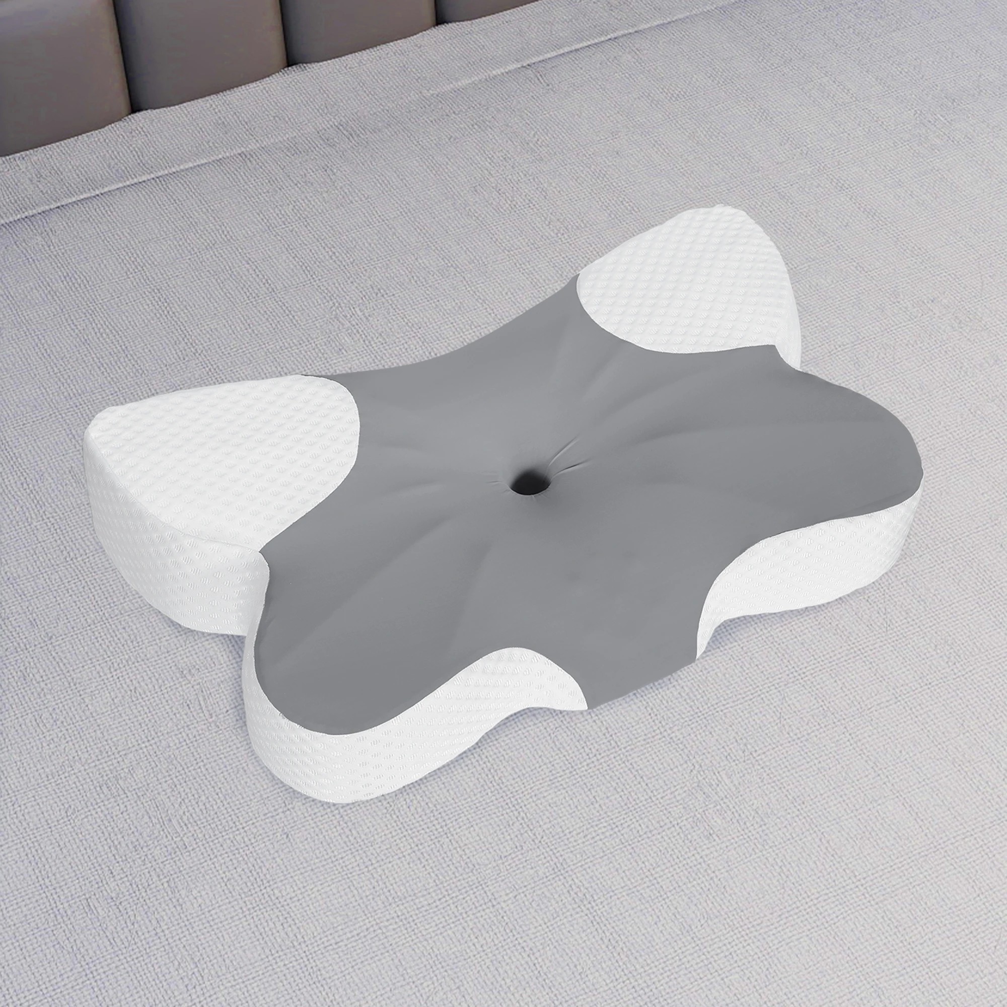 7 DreamZ Memory Foam Pillow Butterfly Contour Neck Support Side Sleepers Grey, 7 of 8