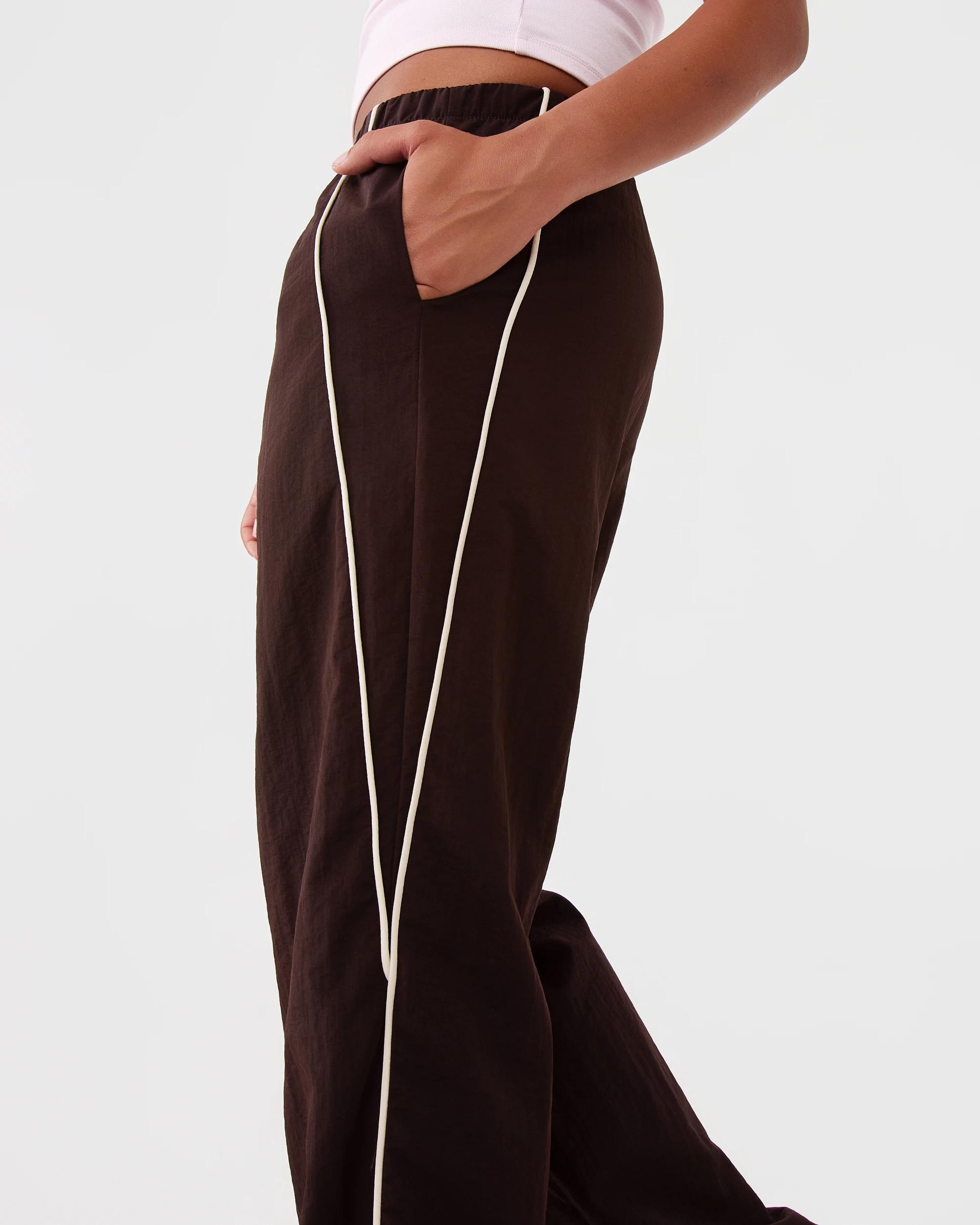 6 Piping Side Trackpants Choc Plum, 6 of 8