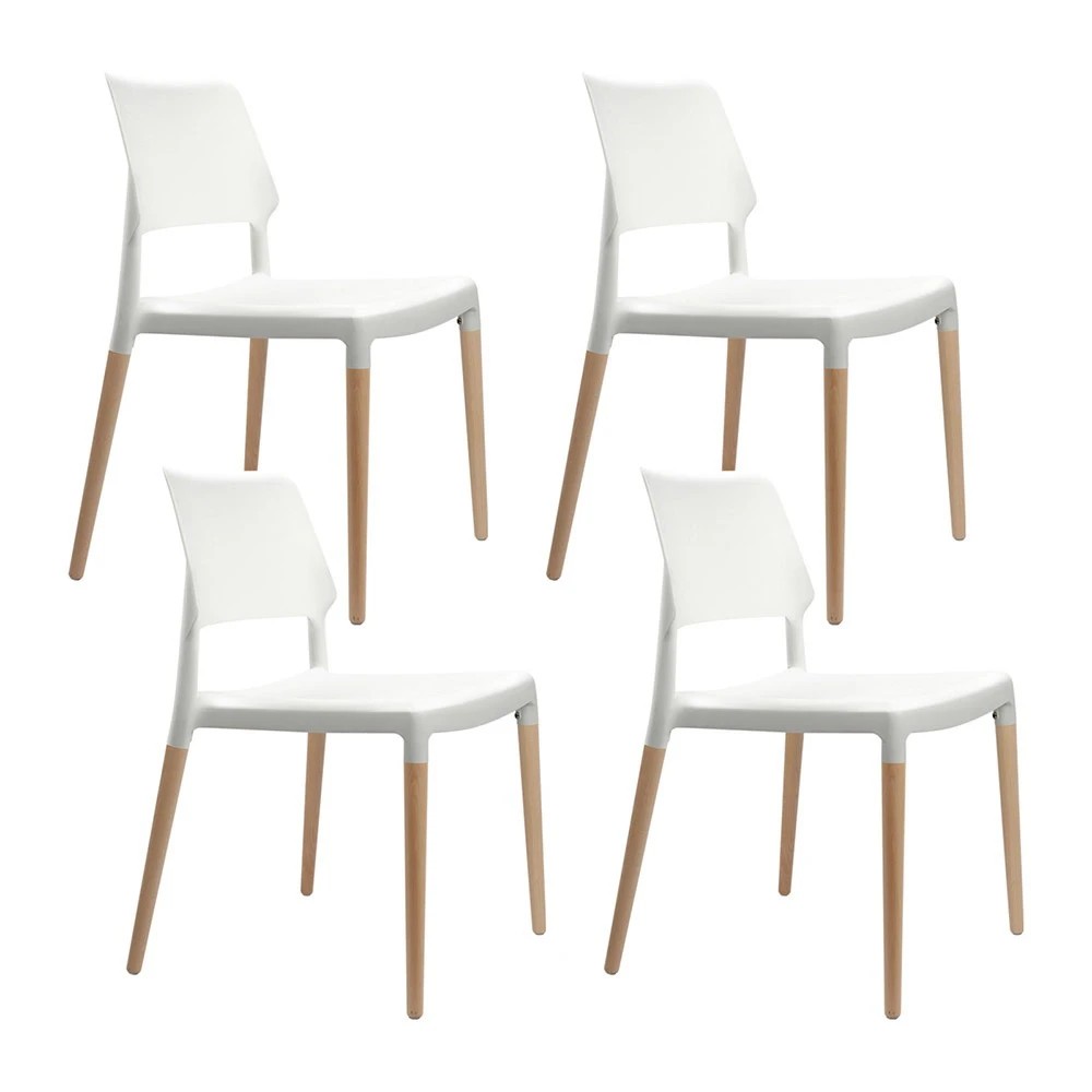 1 Artiss Dining Chairs Set of 4 Plastic en Stackable - White, 1 of 7