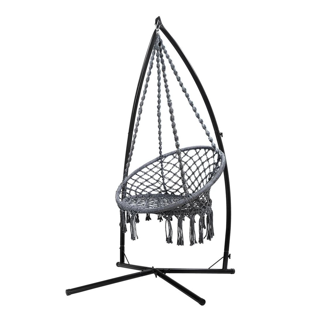 1 Gardeon Hammock Chair with Steel Stand Macrame Outdoor Swinging - Multi, 1 of 6