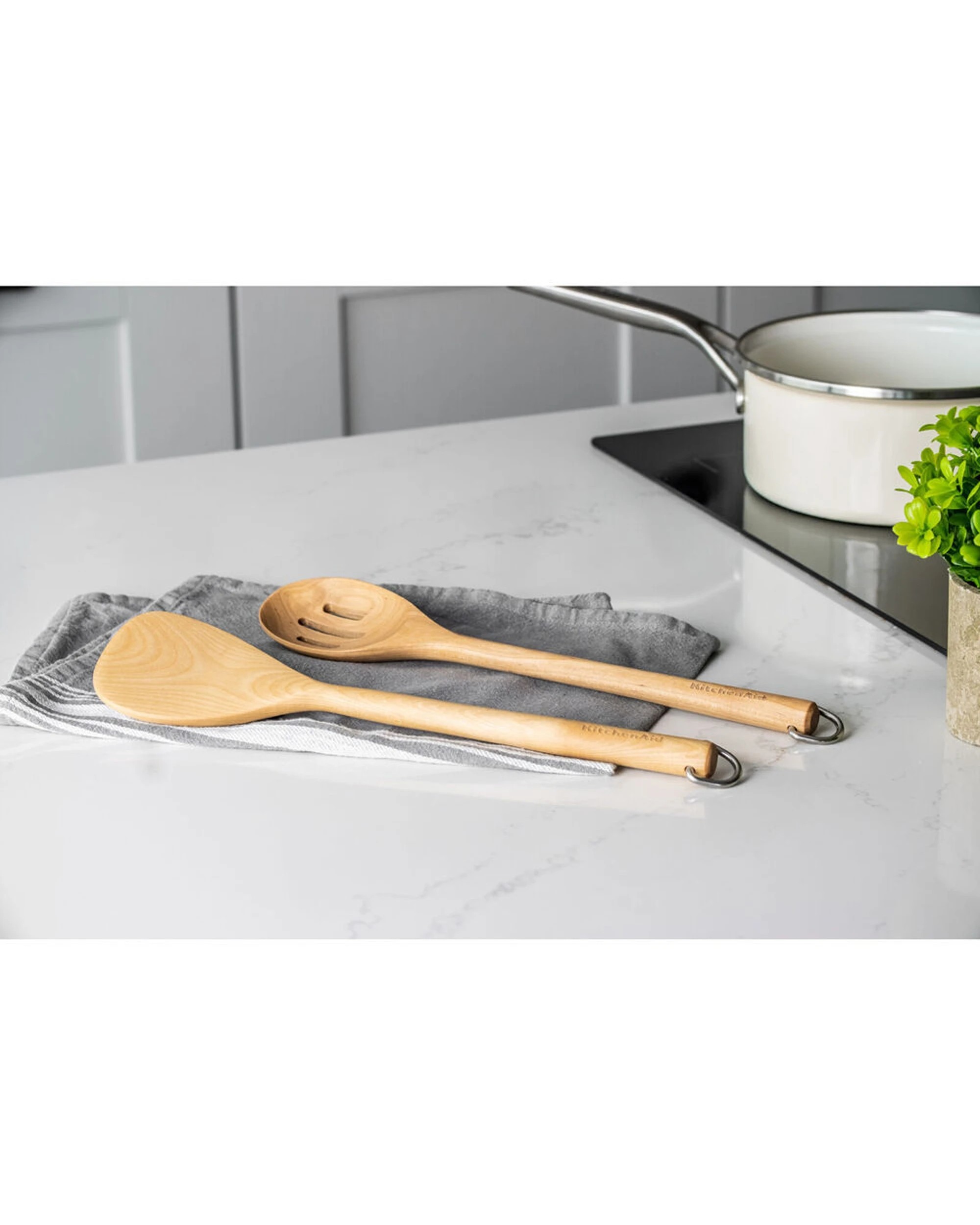 6 KitchenAid 4PK Birchwood Solid Turner Wooden Kitchen Utensil Cooking Tool - Beige, 6 of 6