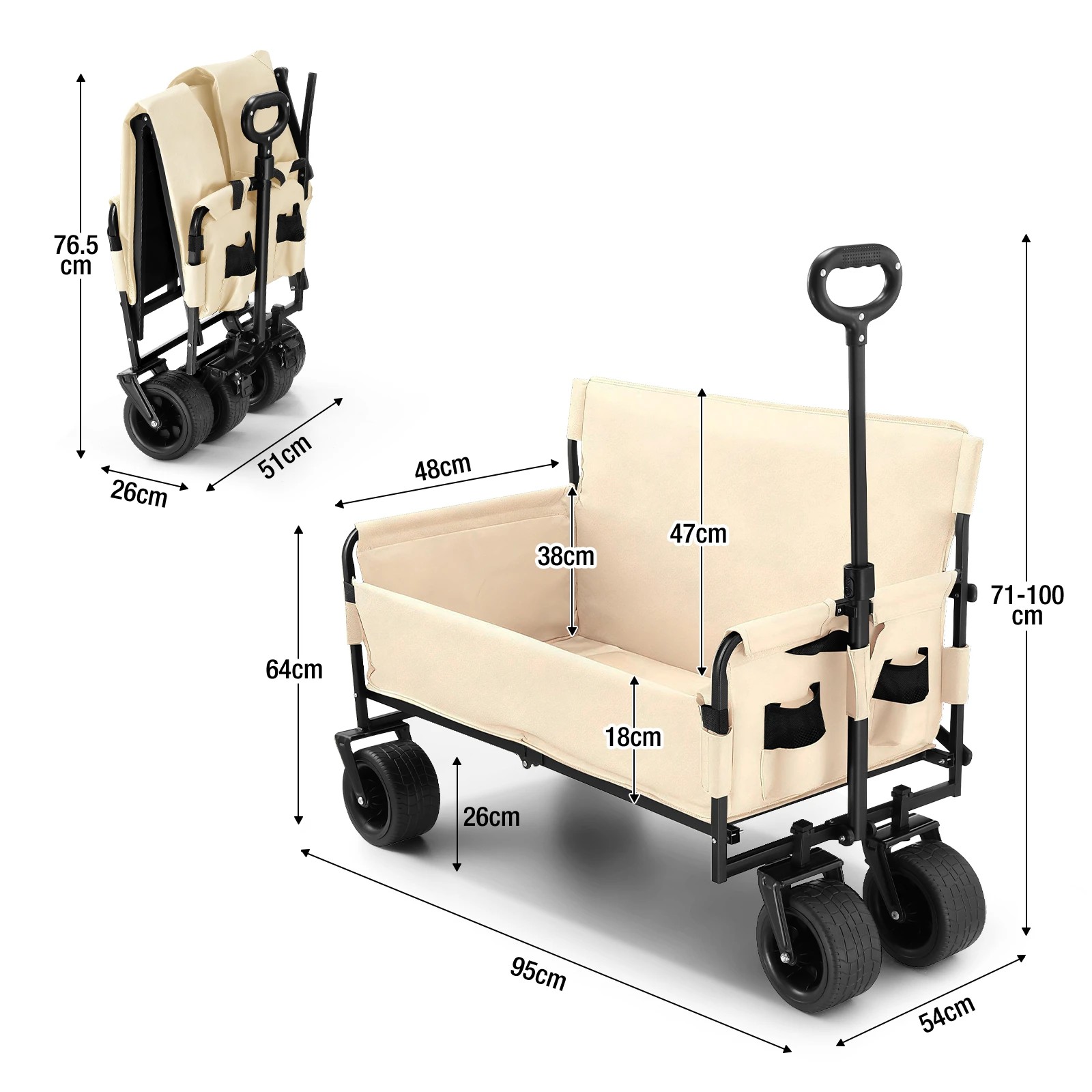 4 Ausway Foldable Beach Trolley Cart Wagon Utility Trailer Garden, 4 of 6