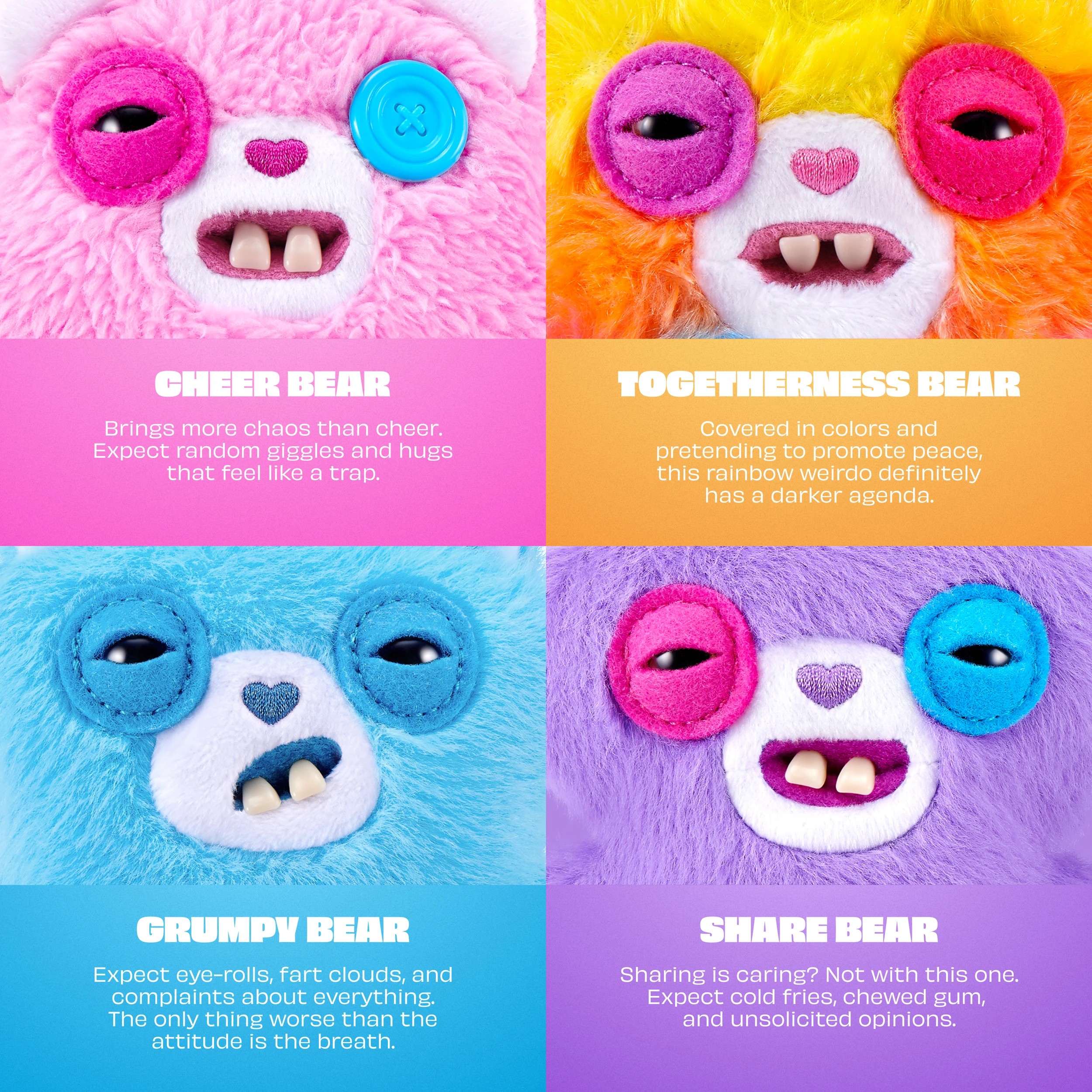 4 12cm Zuru Fuggler Care Bear Keyring - Assorted, 4 of 10