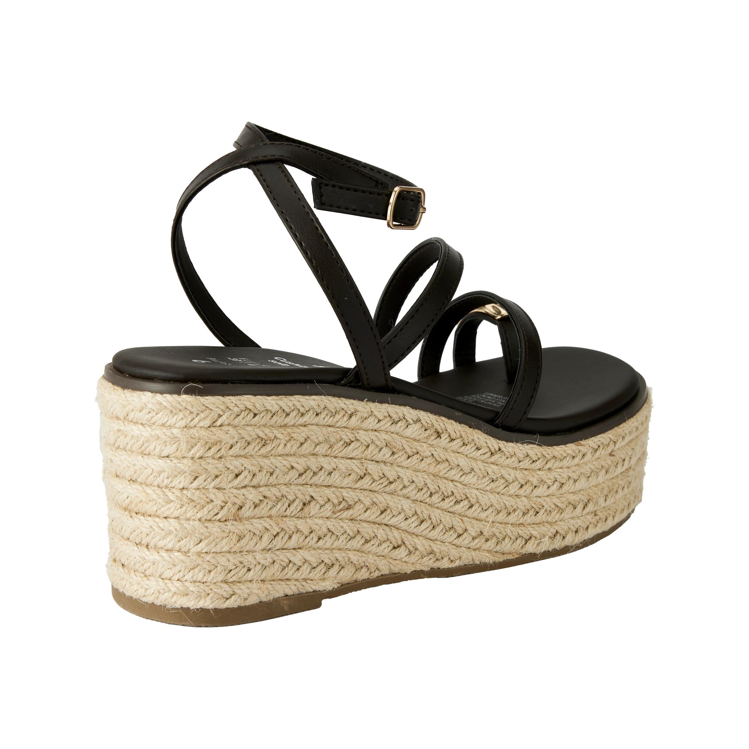 4 Strappy Espadrille Wedge Heels Bittr Choc, 4 of 5