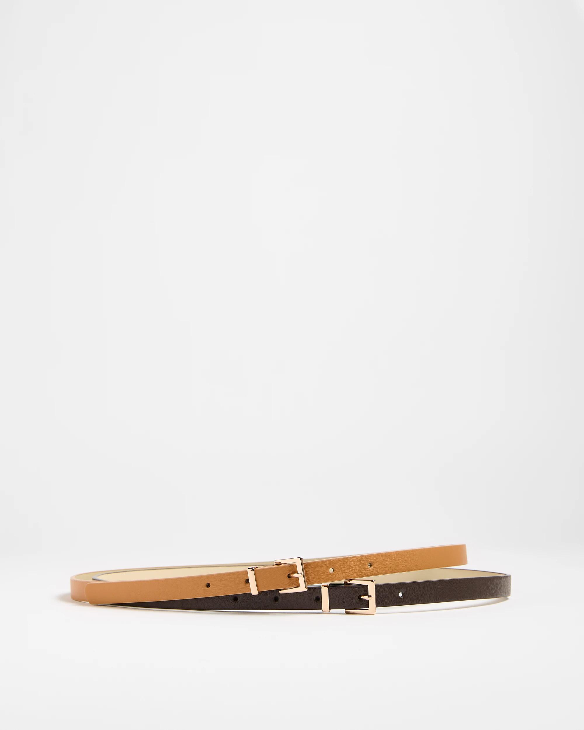 4 Target 2 Pack Skinny Belts CHOCOLATE/TAN, 4 of 4