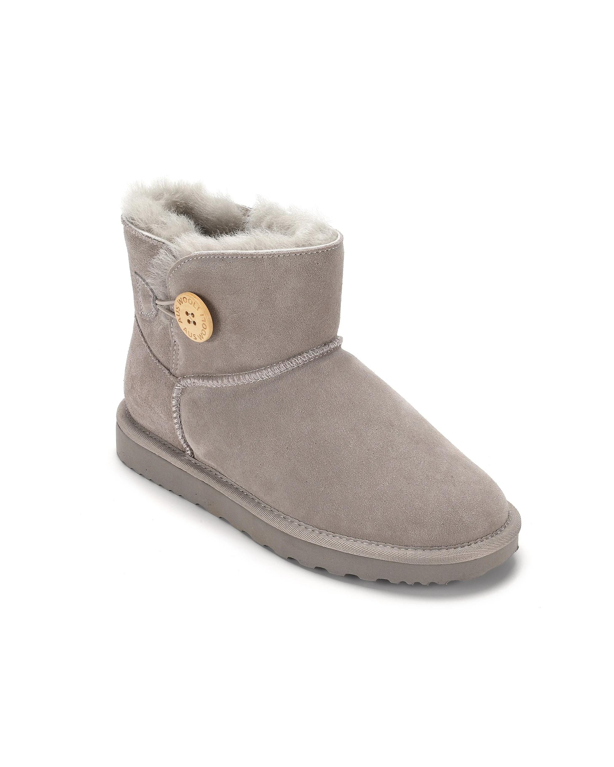 1 AUS WOOLI UGG Chic Short Sheepskin Button Boots LIGHTGREY, 1 of 7