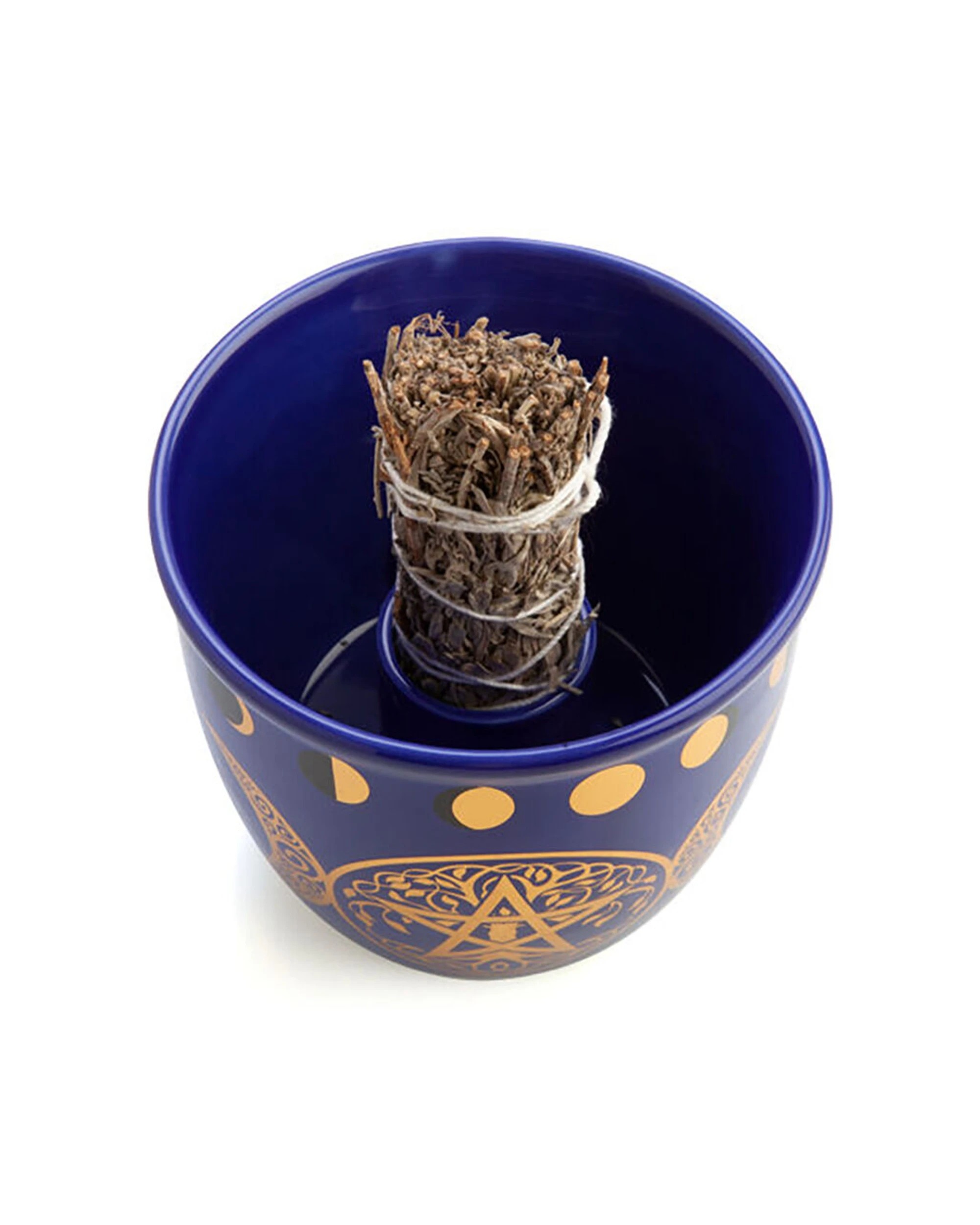 2 MDI Smudge Bowl Sage & Incense Burner Ceramic Pentacle 12.5x10.5cm - Blue, 2 of 5