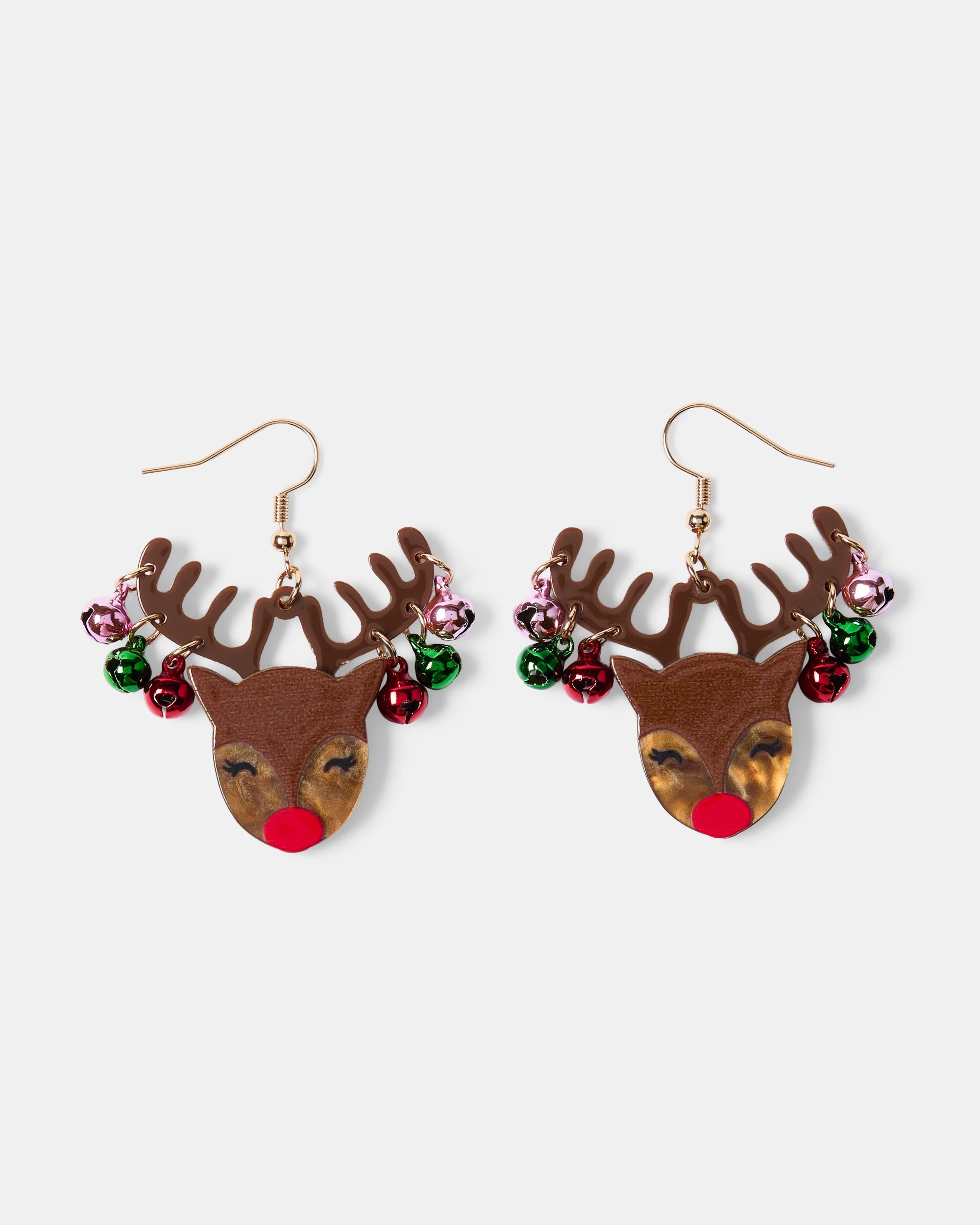 1 Christmas Reindeer Earrings - Gold Tone and Brown, 1 of 4