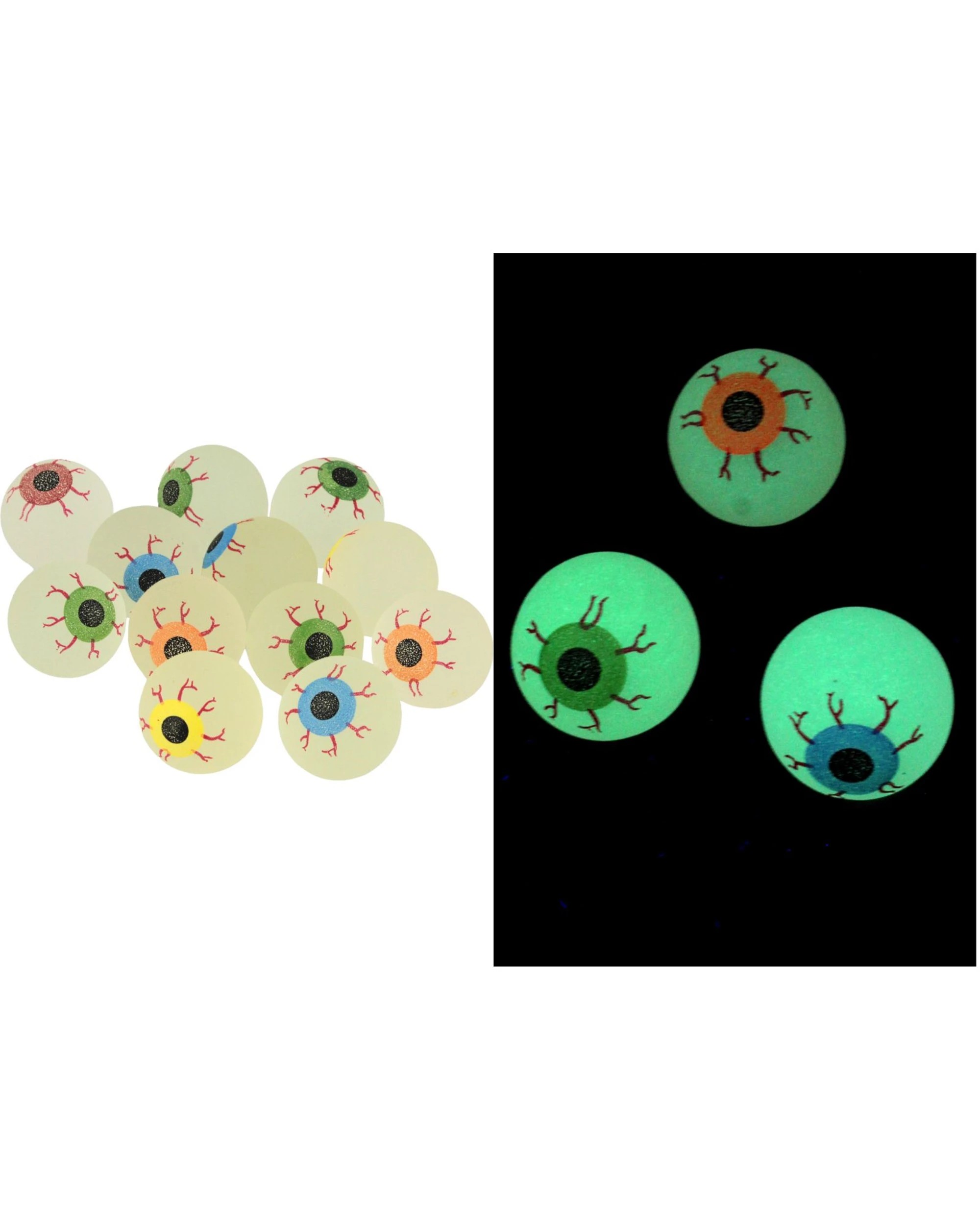 1 Partyrama Glow In The Dark Eyeball Bounce Balls Pack of 12, 1 of 3