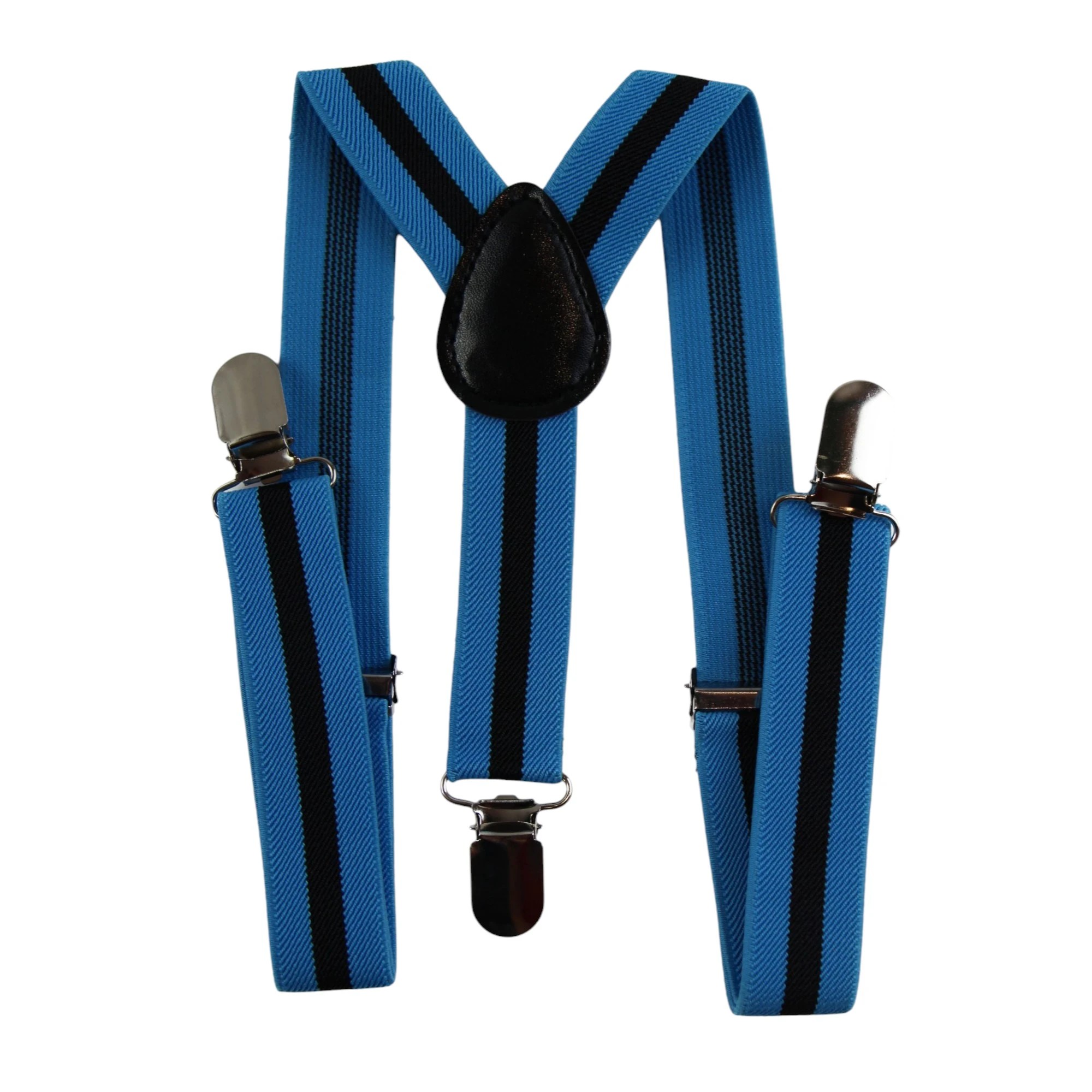 4 Zasel Boys Adjustable Light Blue & Thick Black Striped Patterned Suspenders - Multi - Multi, 4 of 4