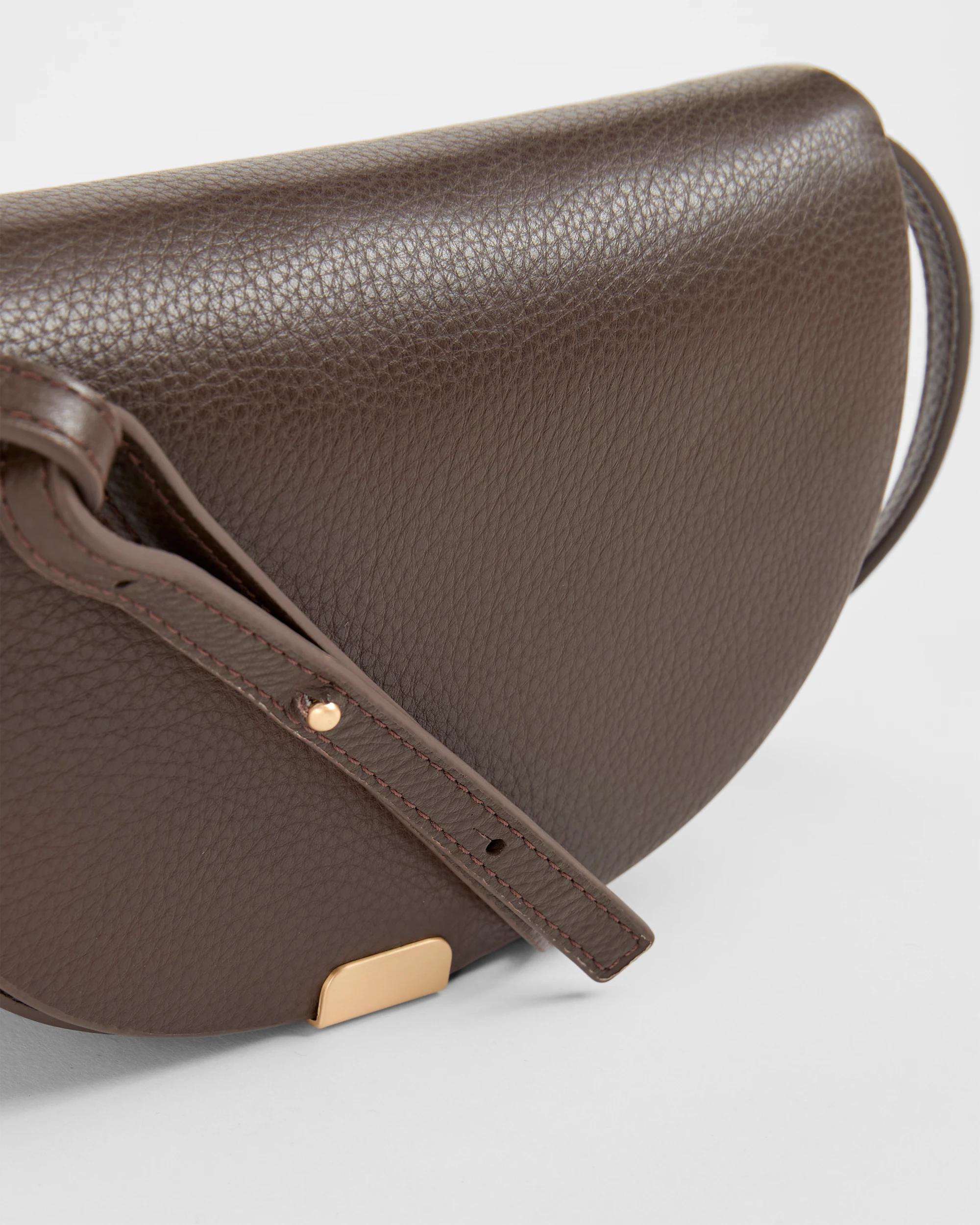2 Target Woman Genuine Leather Mini Saddle Crossbody Bag CHOCOLATE, 2 of 3