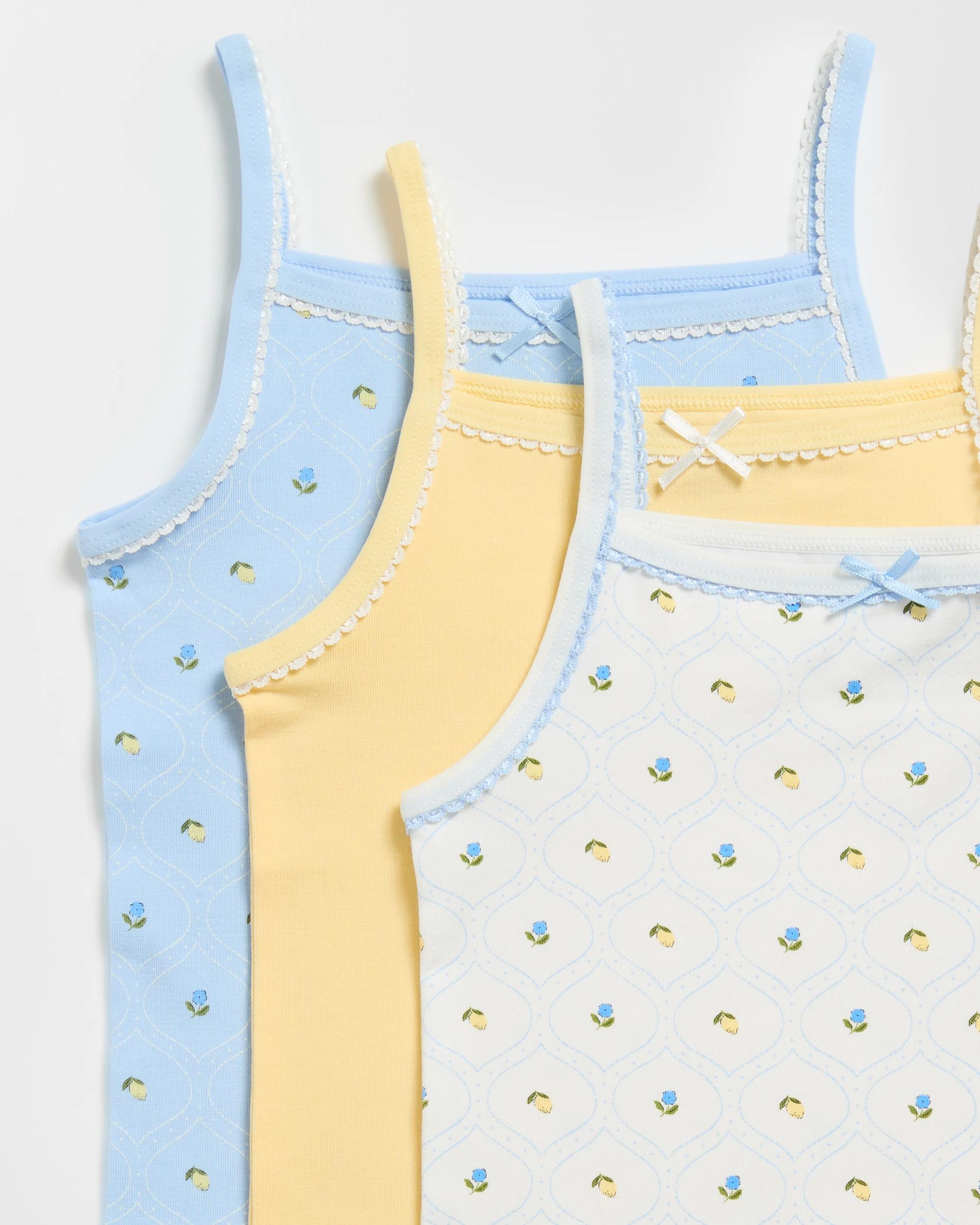 2 Maxx Bamboo 3 Pack Girls Vests MULTI LEMONS, 2 of 2