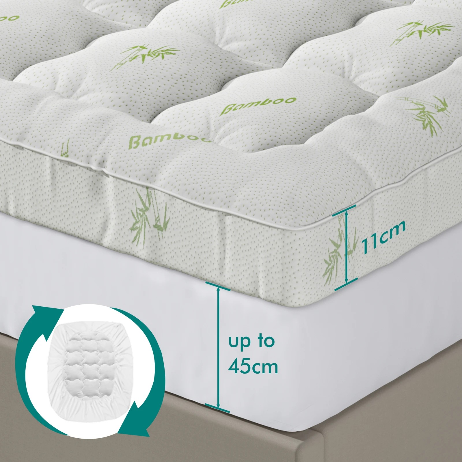 7 Starry Eucalypt Bamboo Fibre Pillowtop Mattress Topper Underlay Pad 11cm - King Bed, 7 of 8