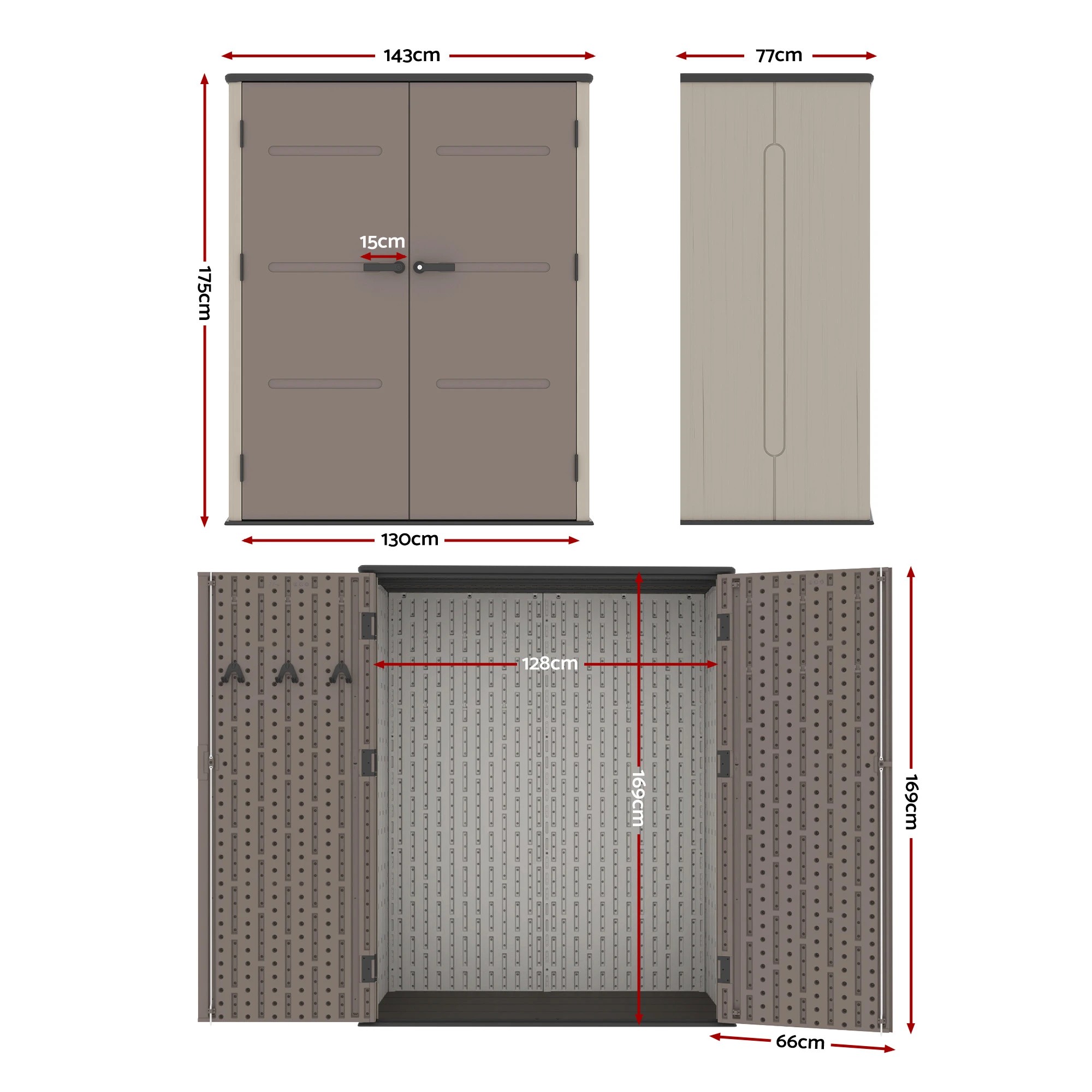 3 Giantz Garden Shed Outdoor Storage Shed Tool Workshop with Lockable Doors - Multi, 3 of 8