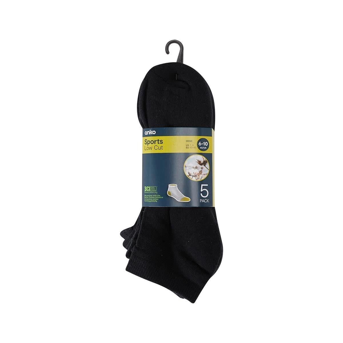 3 5 Pack Low Cut Sport Socks Black, 3 of 3