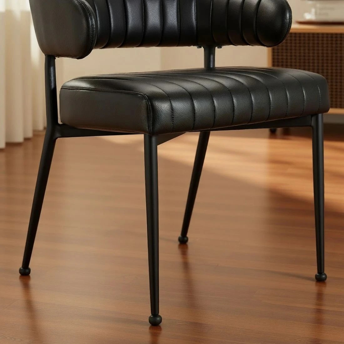 5 Artiss Dining Chairs Set of 4 Leather Hollow Armchair - Black, 5 of 5