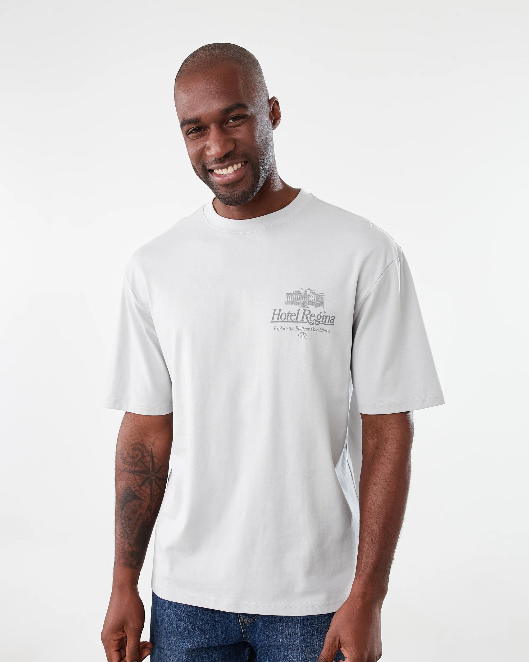 1 Oversized Print T-shirt Gry Hotl, 1 of 7