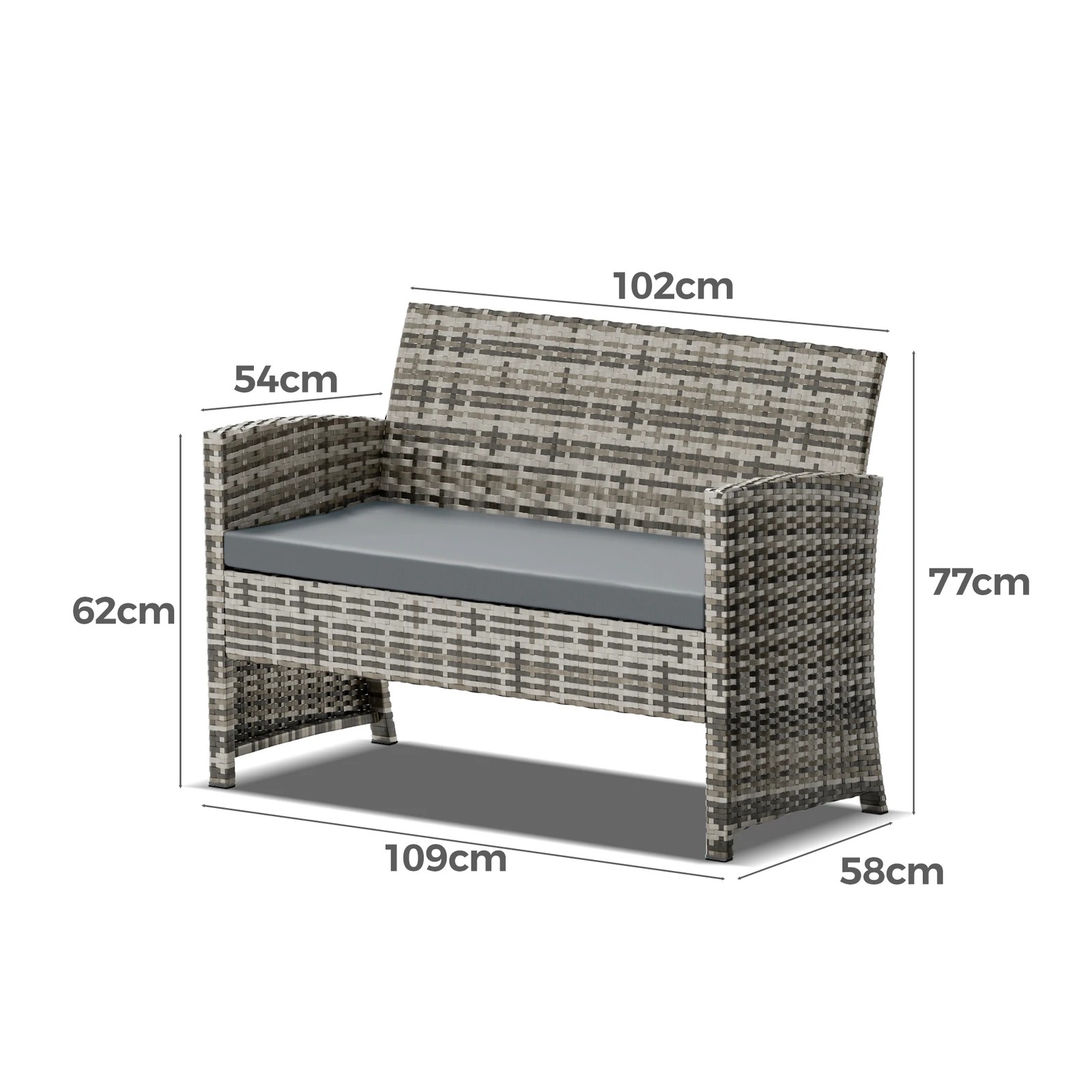 7 Alfordson Outdoor Furniture 4PCS Garden Patio Chairs Table Set Wicker - Mixed Grey, 7 of 10