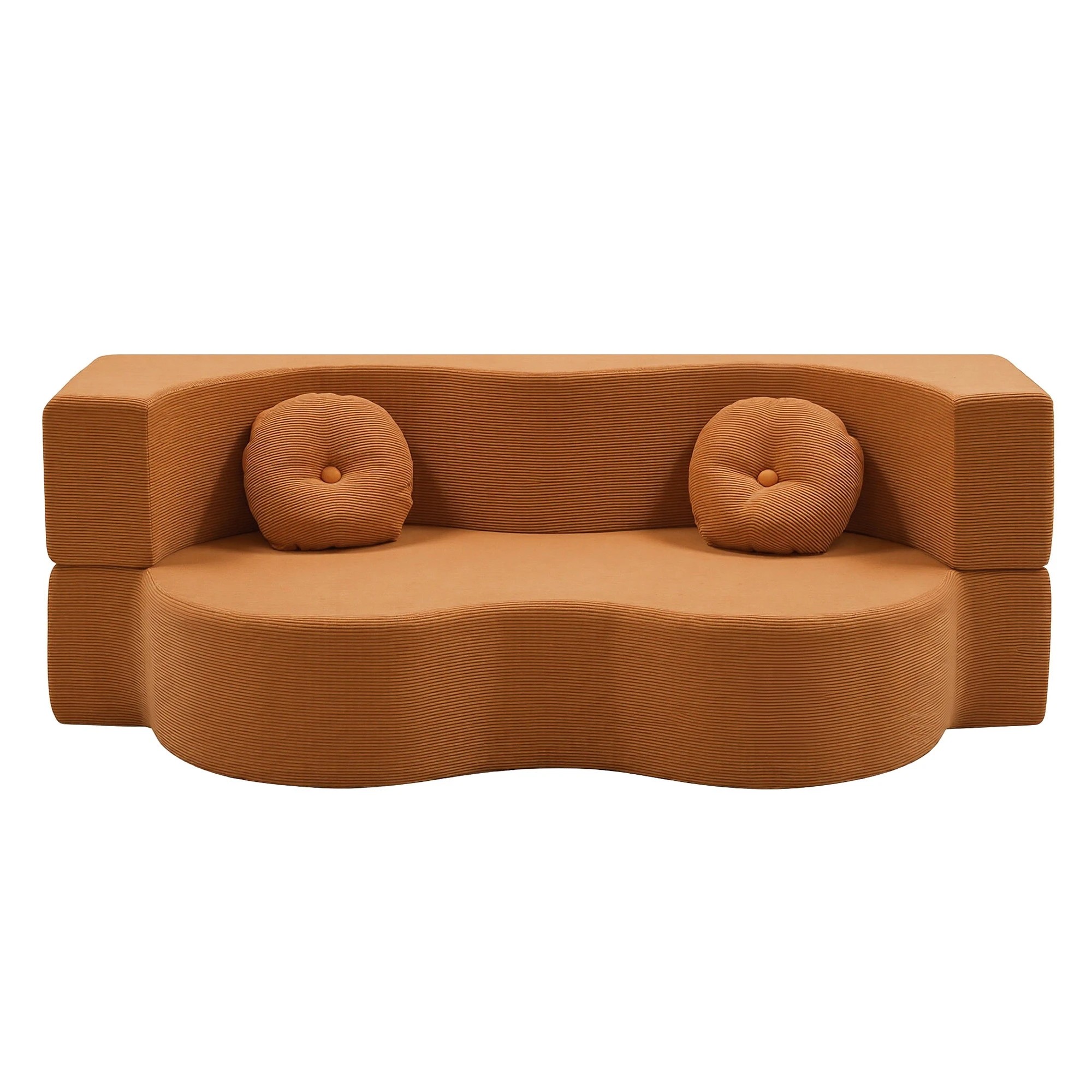 3 Artiss Folding Sofa Bed Floor Couch 2-in-1 Convertible Futon Loveseat - Orange, 3 of 10