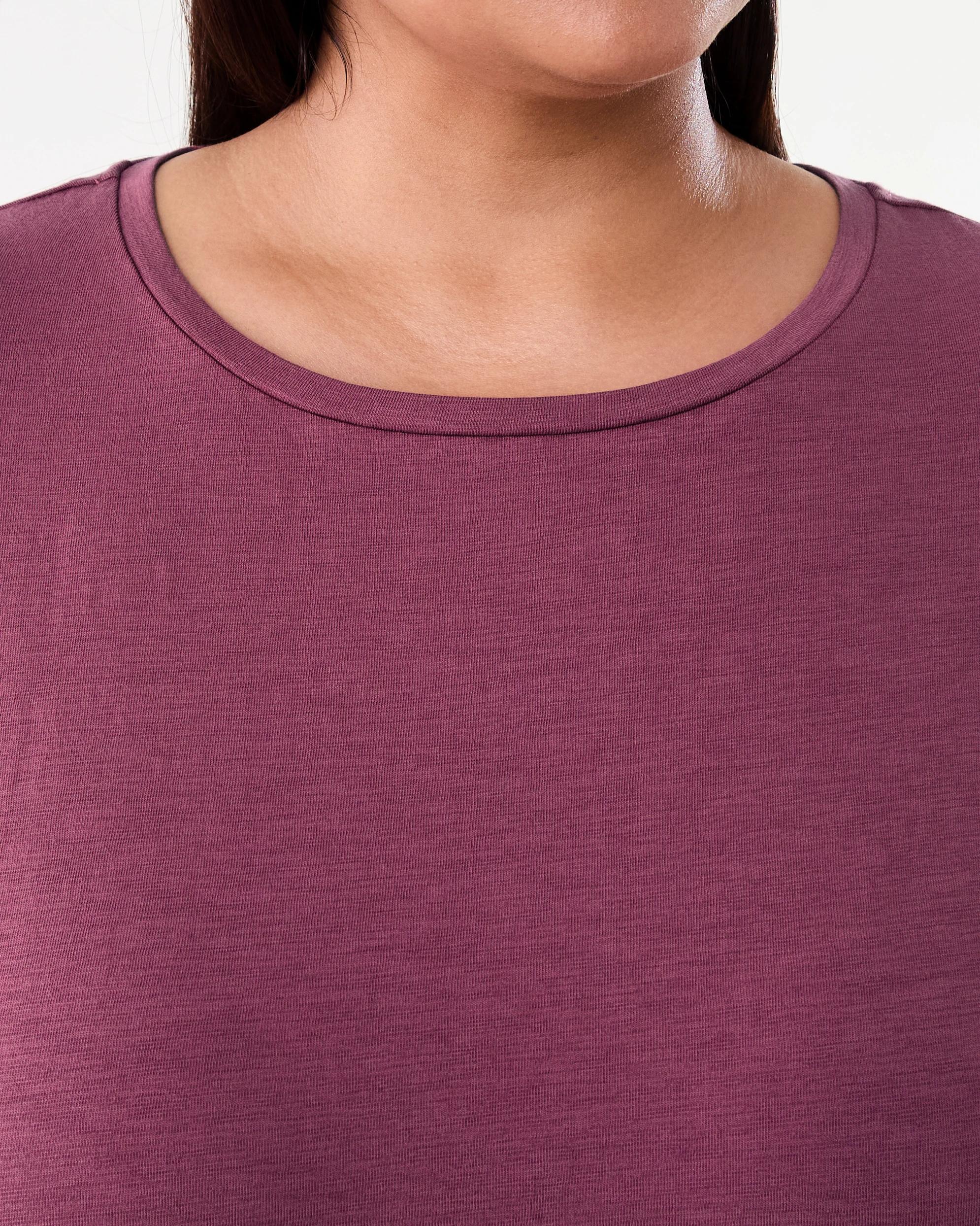 5 Curve Short Sleeve Longline Slub T-shirt Maroon, 5 of 7