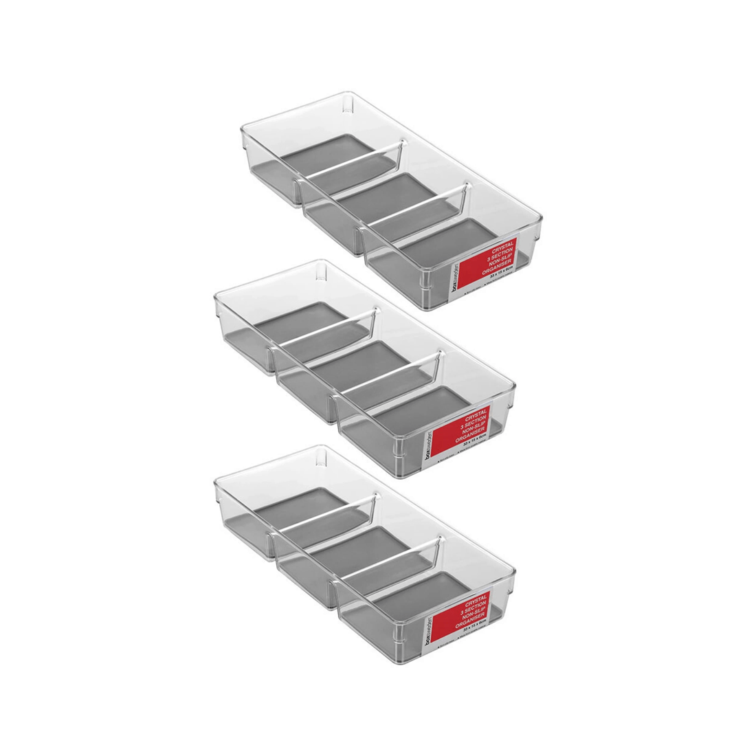 1 Boxsweden Crystal 3 Section Non Slip Organiser - BPA Safe Storage 33cm - Plain, 1 of 2