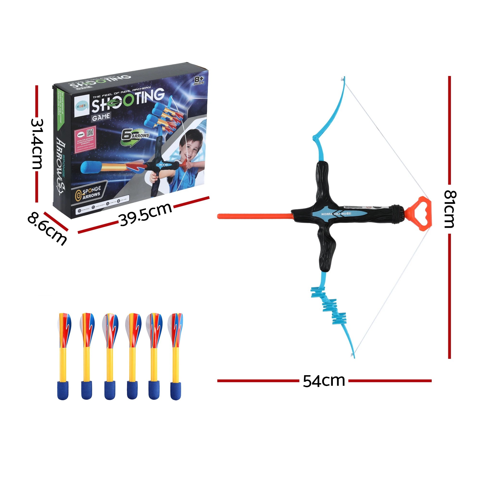 2 Keezi Kids Bow and Arrow Set Outdoor Sport Game Archery Toys 6 Arrows Children Gifts - Blue, 2 of 9