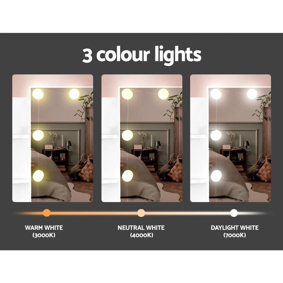 6 Artiss Dressing Table Set Stool 10 Led Bulbs  Dulcea - White, 6 of 8