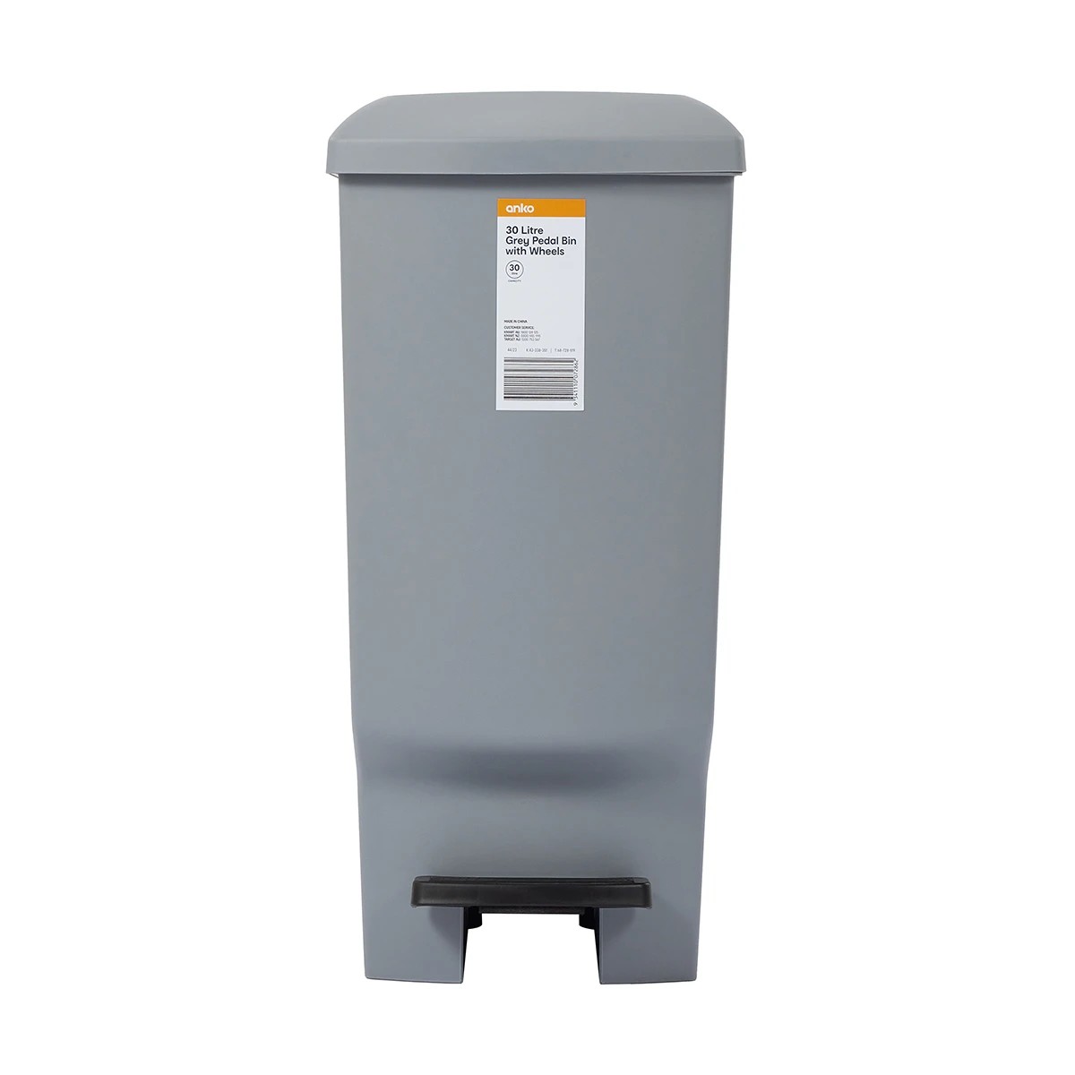 7 30L Pedal Bin with Wheels - Grey, 7 of 7