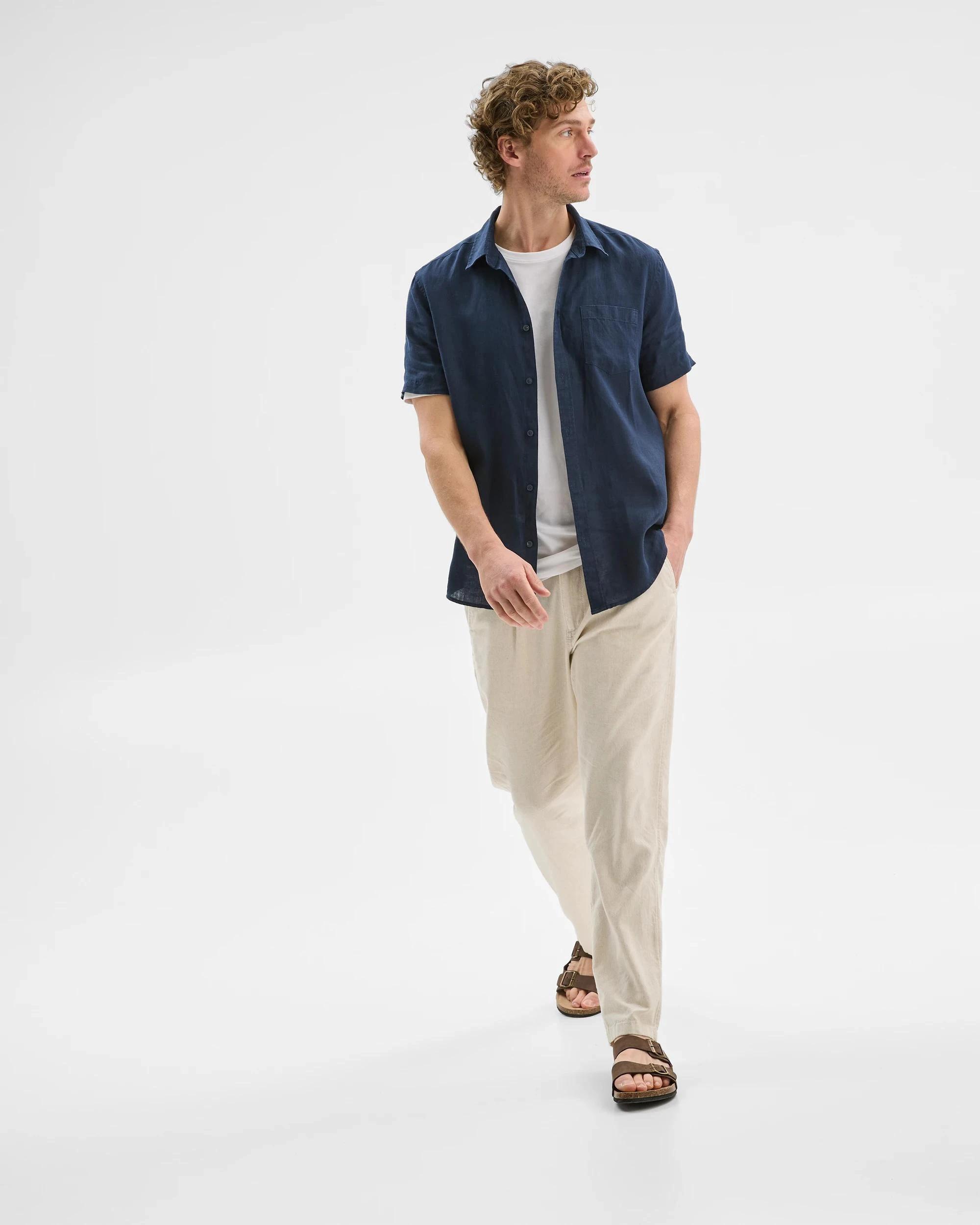 2 Target Man European Linen Short Sleeve Shirt NAVY, 2 of 6