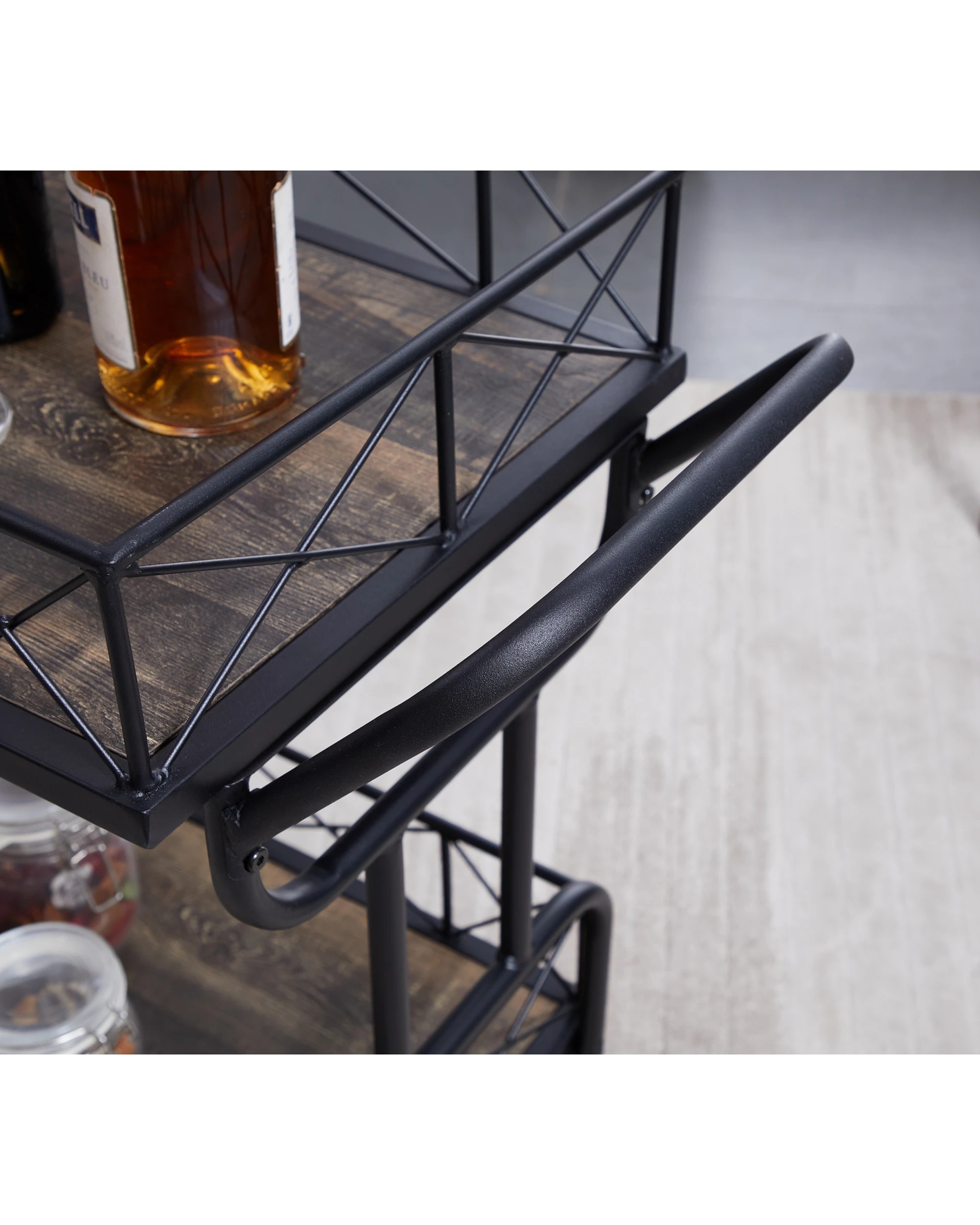 4 IHOMDEC Drink Trolley Wood and Metal Bar Carts - Black, 4 of 10