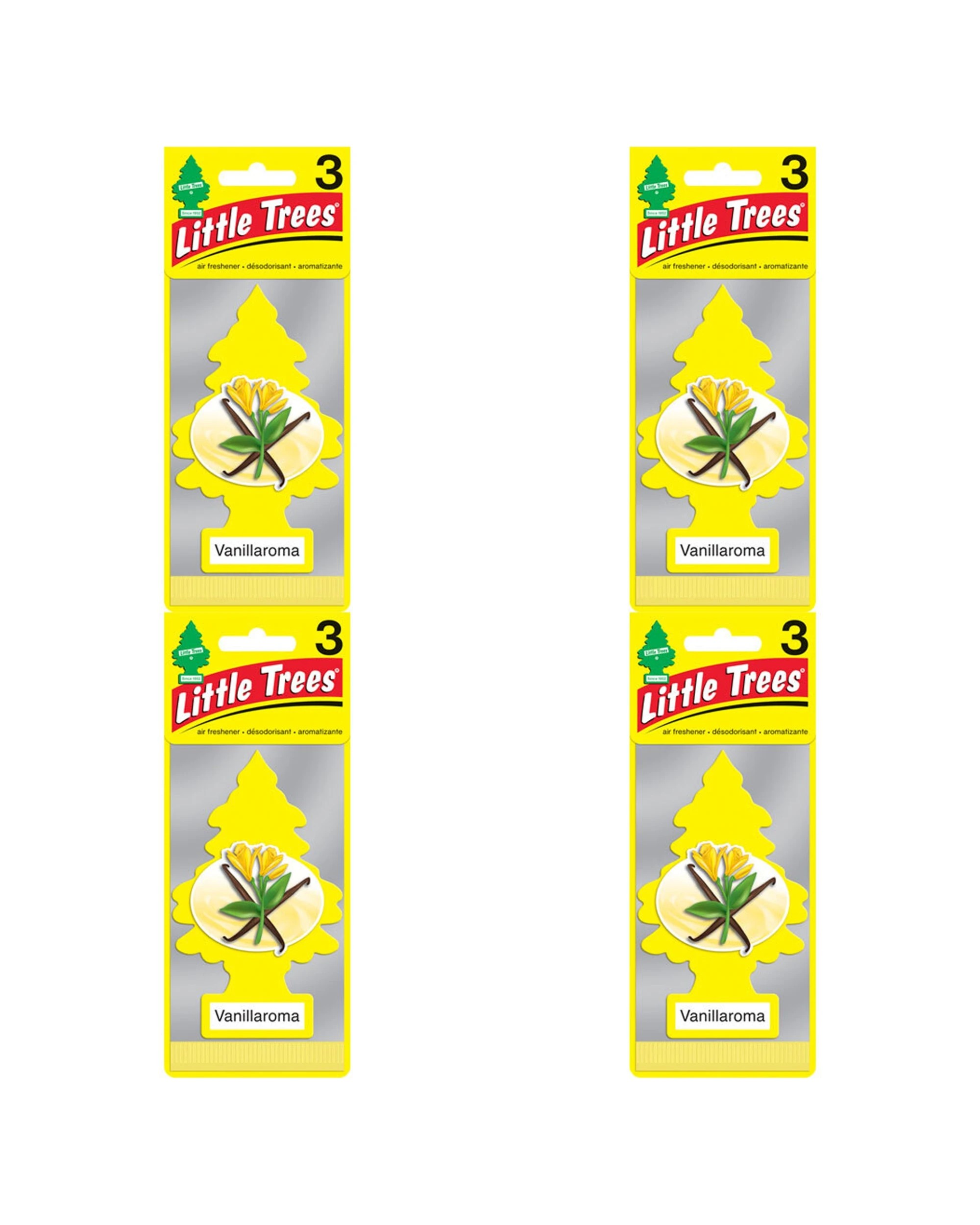 1 Little Trees 4PK 3 Pack Vanillaroma Car Air Freshener Long-Lasting Scent - Yellow, 1 of 1