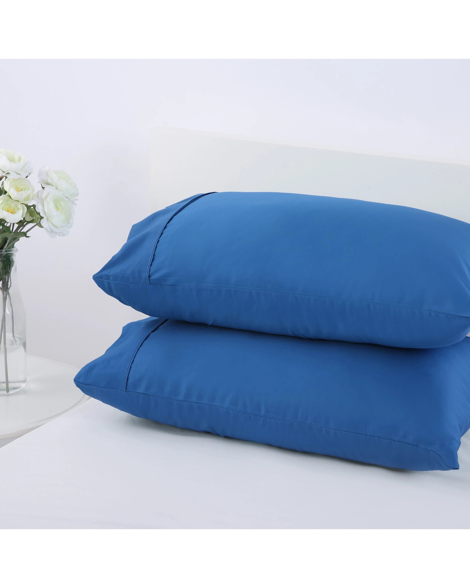 1 Dreamaker 250TC Plain Dyed Standard Pillowcases Twin Pack 48x73cm - Marine, 1 of 3