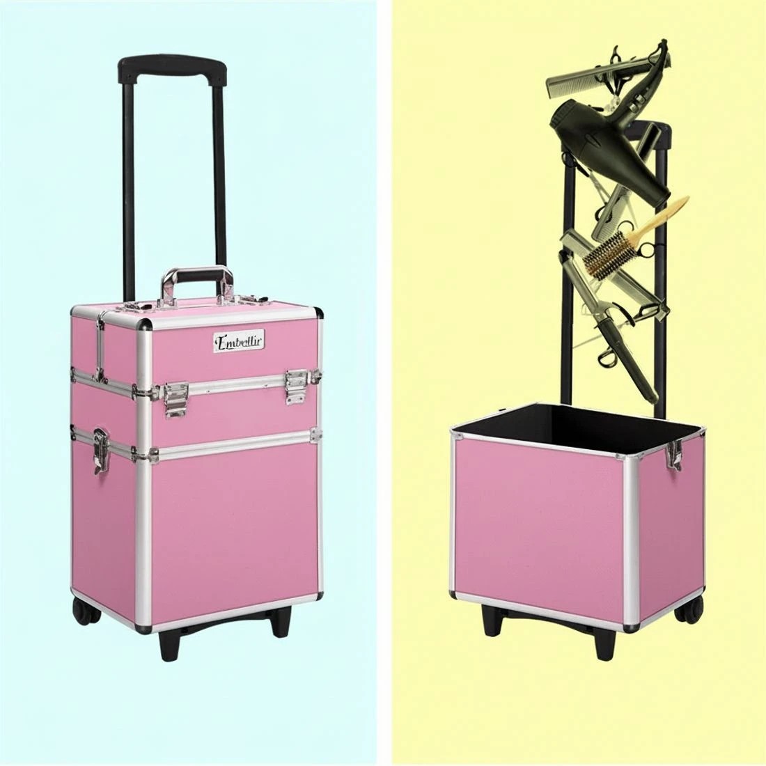 5 Embellir Makeup Case Beauty Trolley Cosmetic Organiser Box Travel Wheels - Multi, 5 of 8
