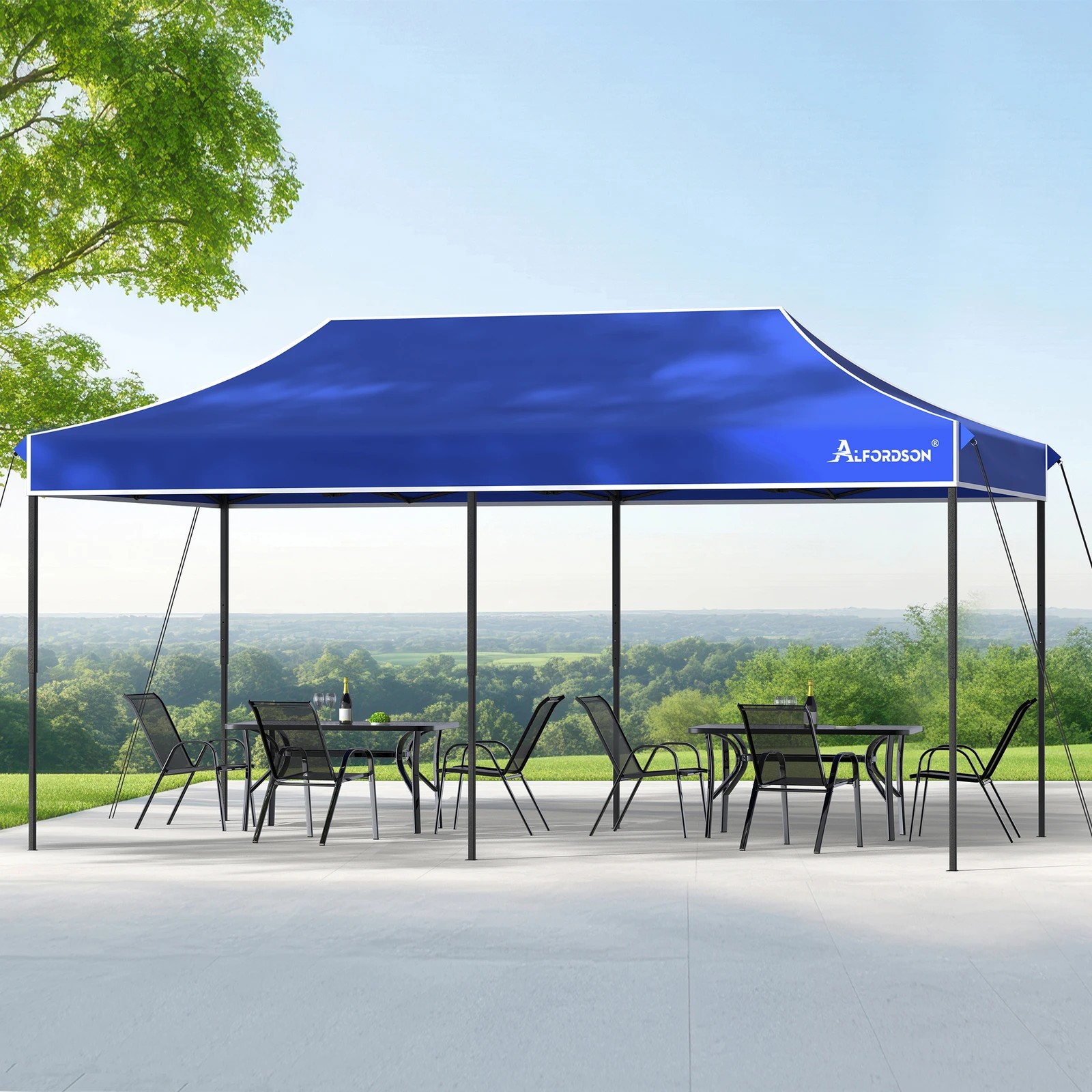 3 Alfordson Gazebo 3x6m Pop Up Marquee Camping Folding Tent 600D Oxford - Blue, 3 of 10