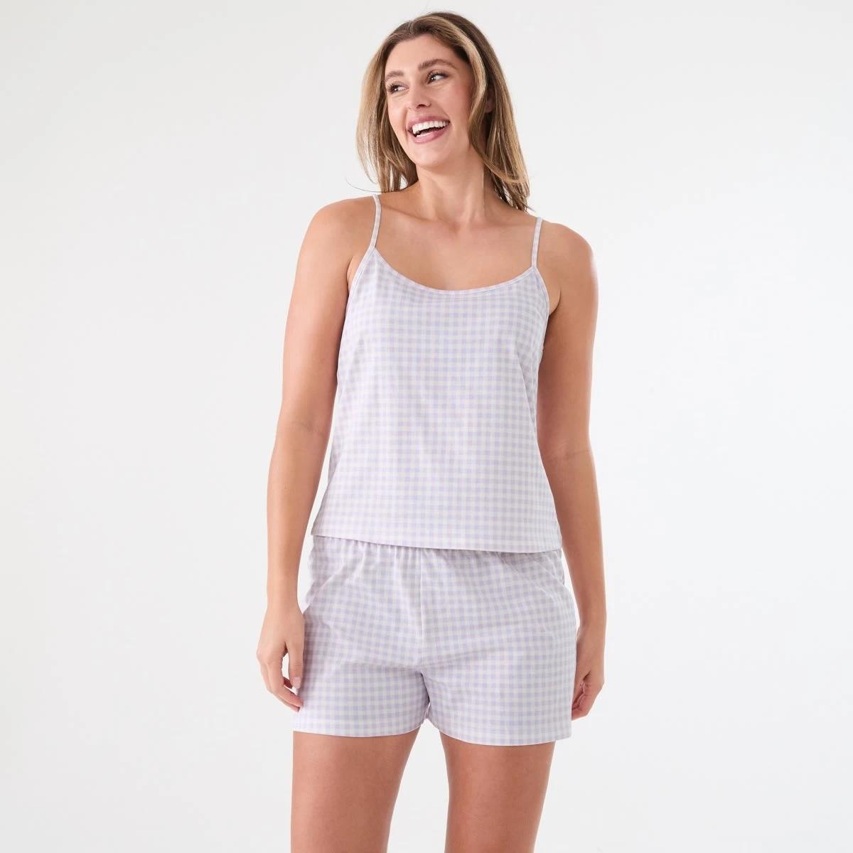 1 Cami and Shorts Pyjama Set LAVENDER GINGHAM LILY LAVENDER, 1 of 6