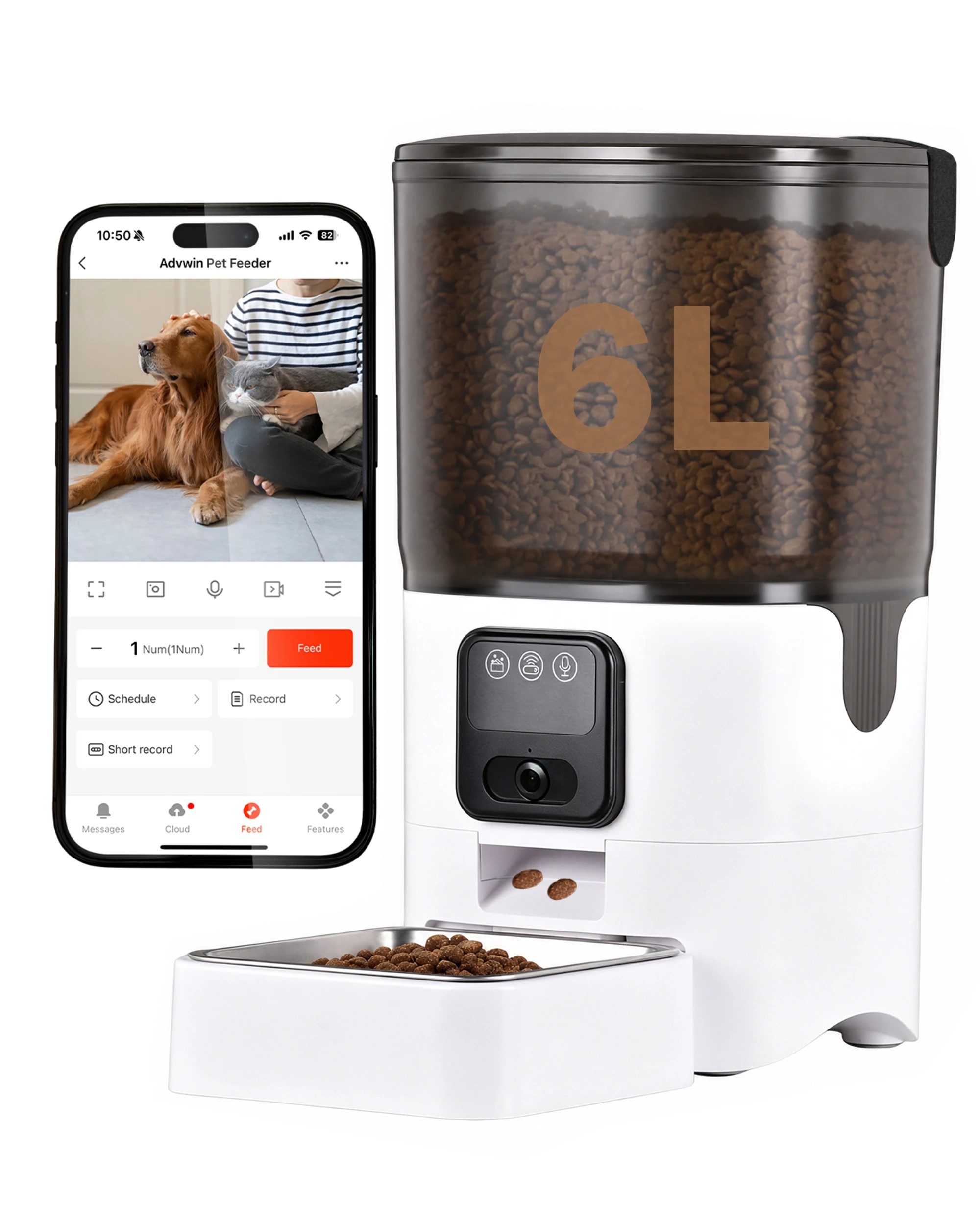 1 Advwin 6L Automatic Pet Feeder with Camera Smart Cat Feeder, 1 of 6