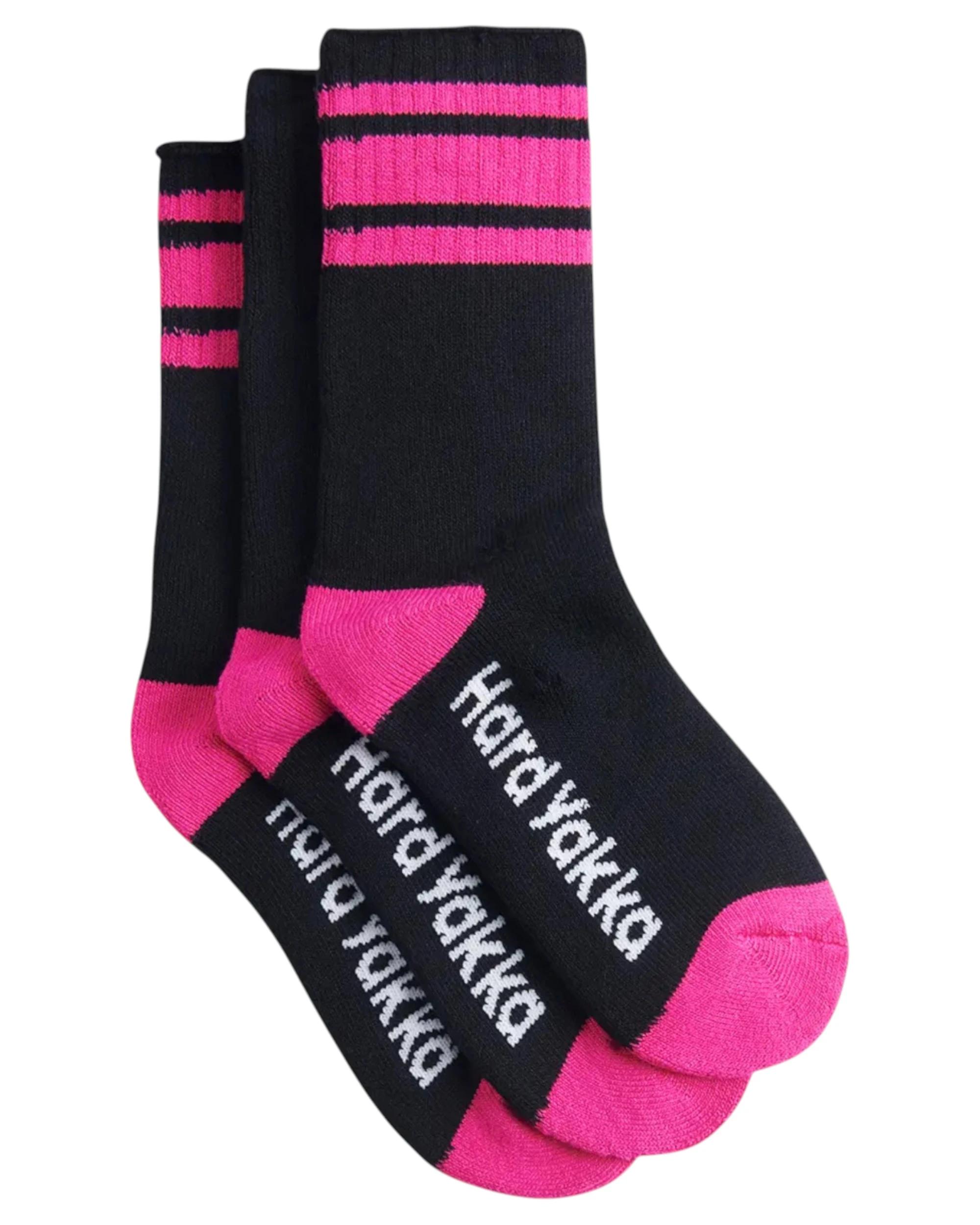 1 Hard Yakka 9 Pairs Womens Bamboo Work Socks BLACK/PINK, 1 of 4