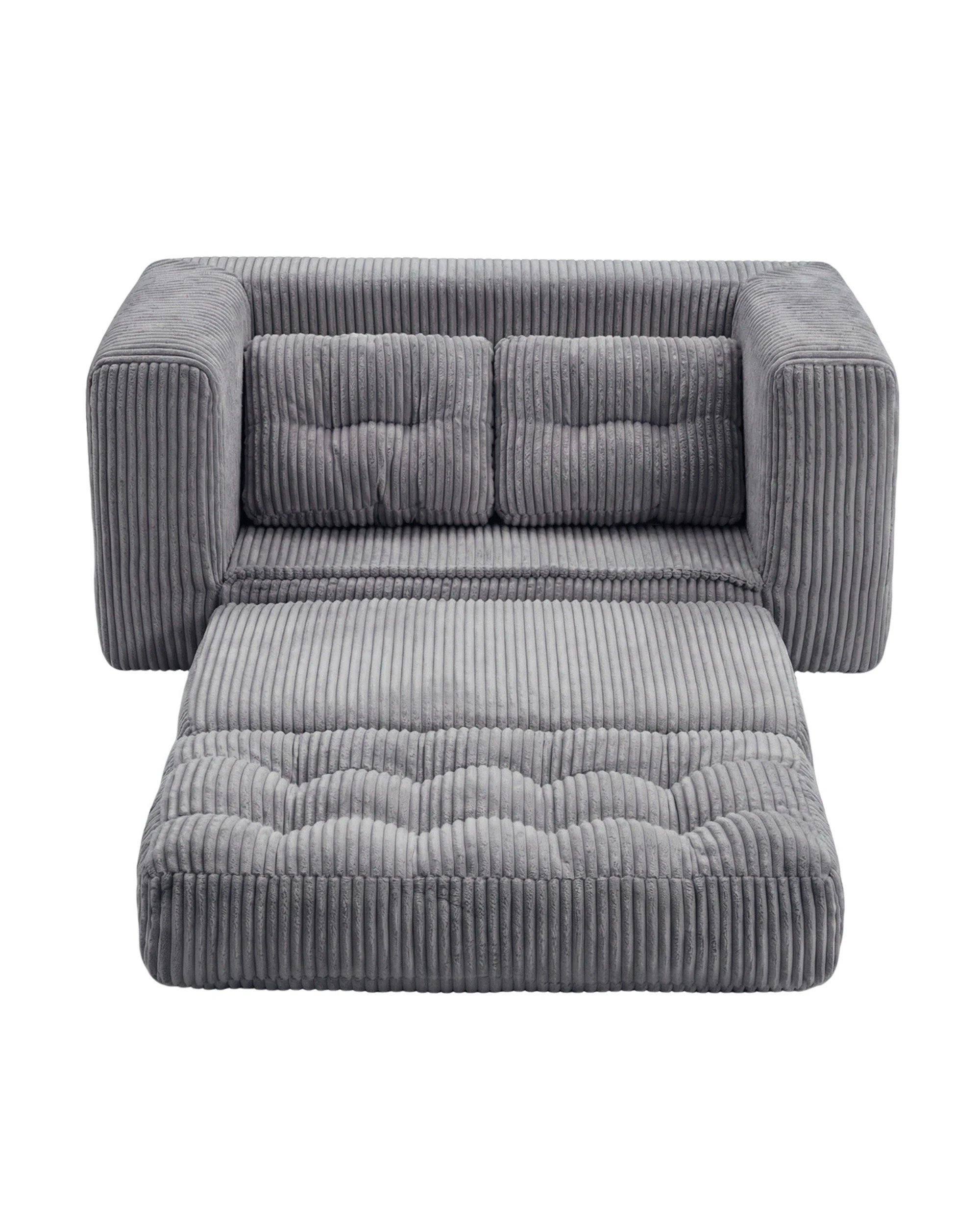 7 Advwin Folding Sofa Bed 2 in 1 Convertible Floor Loveseat Sofa Fold Out Corduroy Sleeper Couch with 2 Pillows, 7 of 10