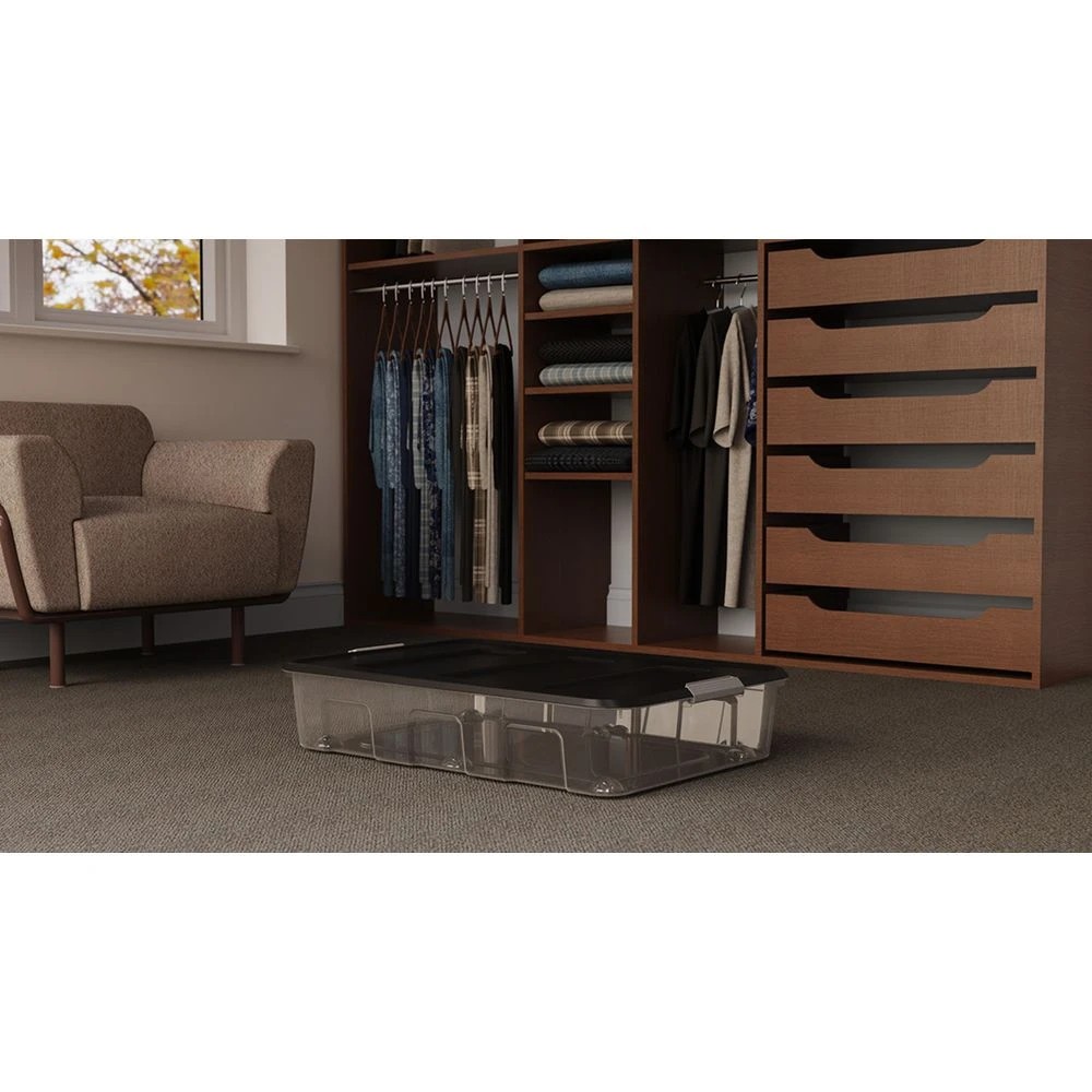 2 J.Burrows 60L Modular Storage Container Clear Clear/Grey, 2 of 5