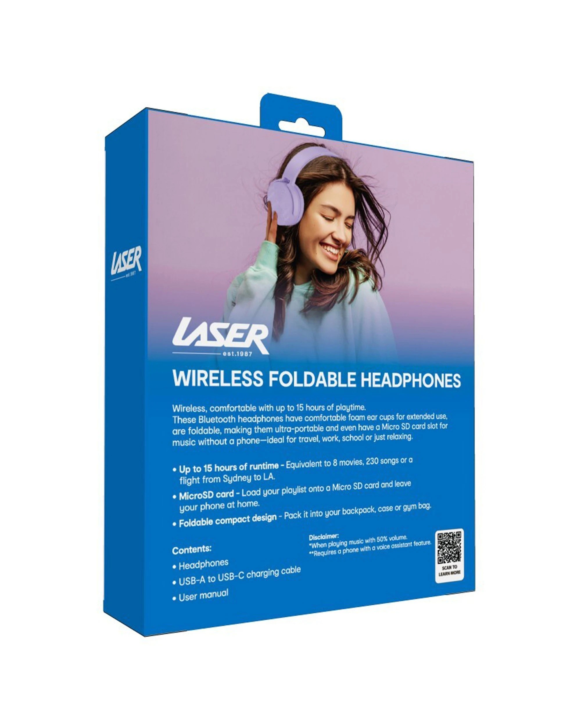 4 Laser Kids Bluetooth Wireless Headphones Adjustable Foldable On-ear Headset - Purple, 4 of 4