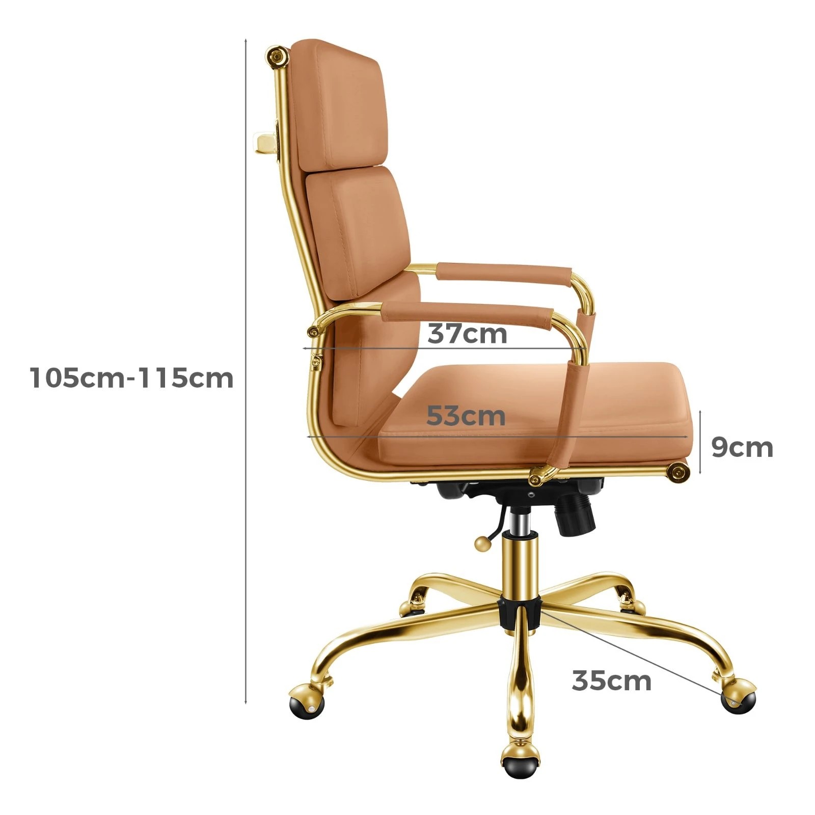 9 Alfordson Office Chair Ergonomic Paddings Computer Executive Work Seat High Back - Brown, 9 of 10