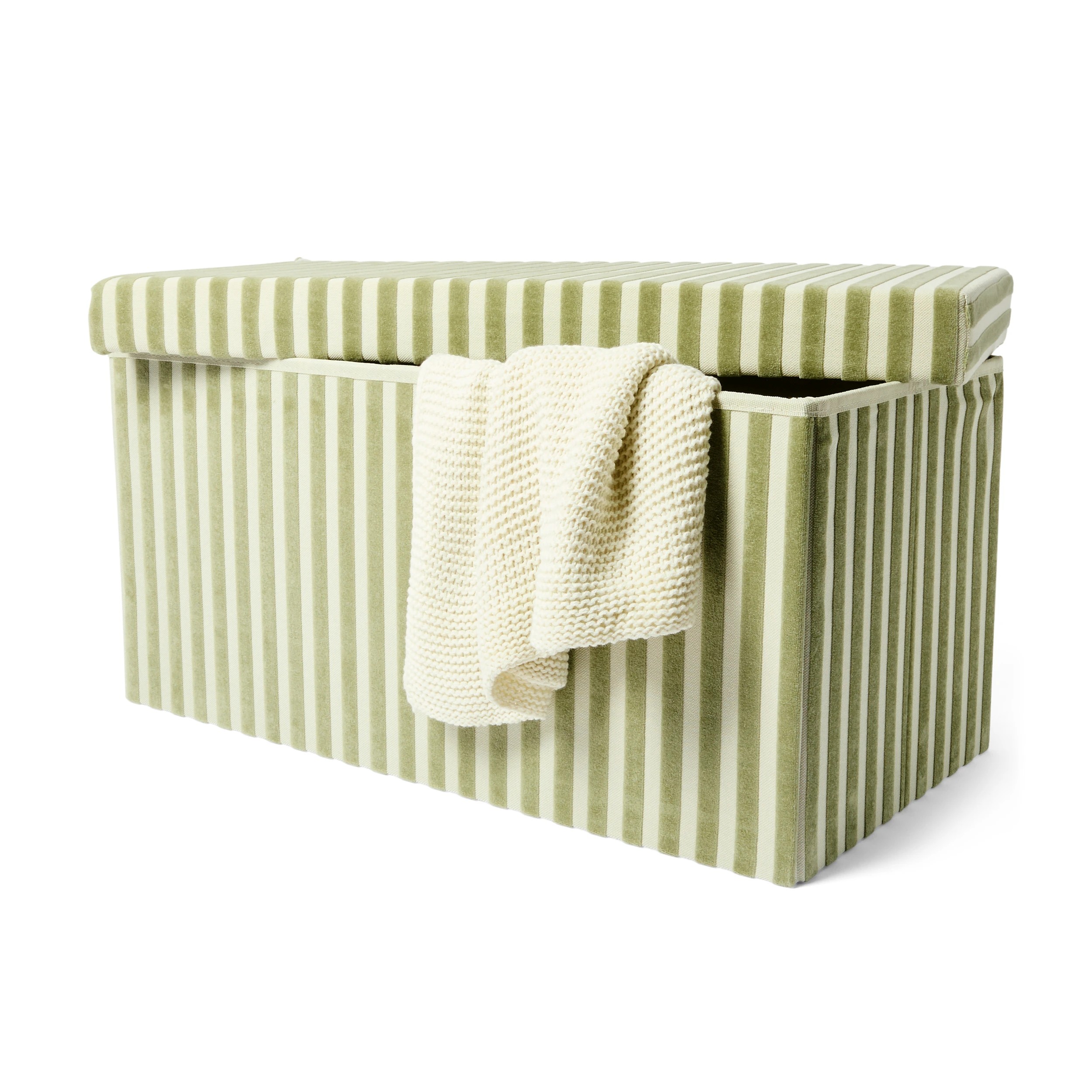 3 Rectangle Storage Ottoman - Green Stripe, 3 of 10